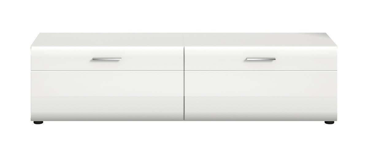 Nizka Omarica Ice, Bela Visok Sijaj - srebrne barve/črna, Design, umetna masa/leseni material (160/41/40cm) - Livetastic