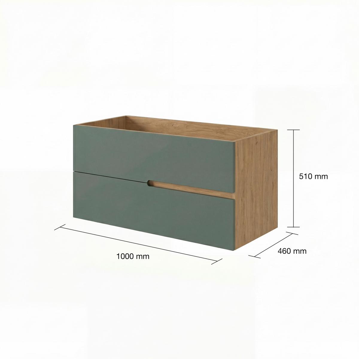 Bază pentru lavoar Eva - verde salvie/stejar sălbatic, Modern, material pe bază de lemn (100/51/46cm)