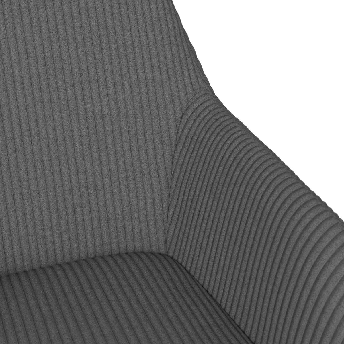 Armlehnstuhl Alani Grau Cord Gepolstert - Schwarz/Grau, MODERN, Textil/Metall (60/58/86cm) - Bessagi Home