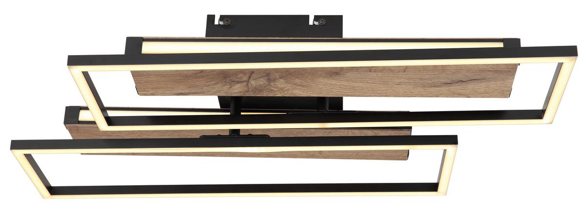 LED-DECKENLEUCHTE 67299D1 - Dunkelbraun/Opal, Design, Holzwerkstoff/Kunststoff (60/52/10cm) - Globo