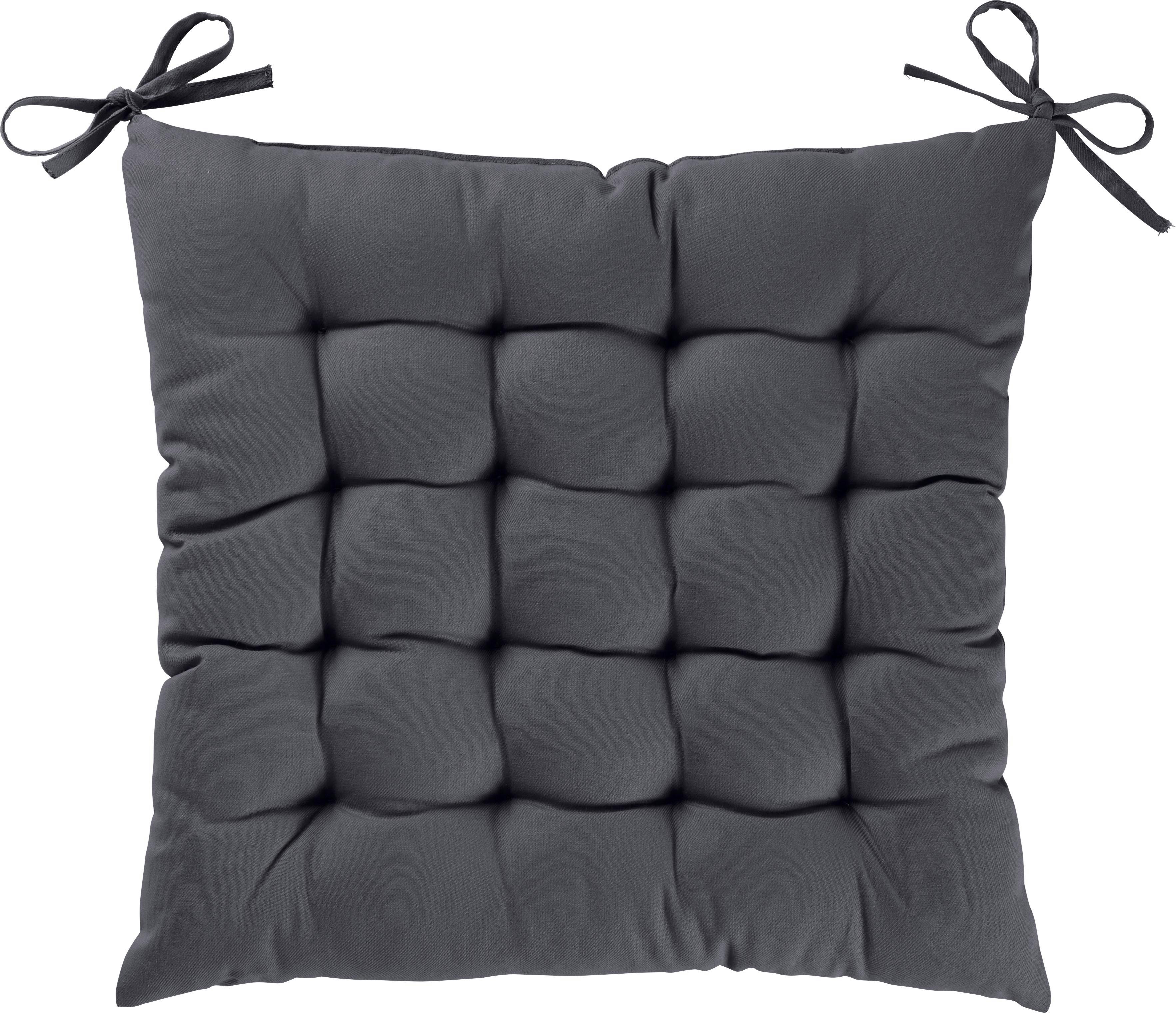 Sitzkissen in Dunkelgrau 'Kim' ca. 40x40cm - Dunkelgrau, KONVENTIONELL, Textil (40/40/5cm) - Bessagi Home