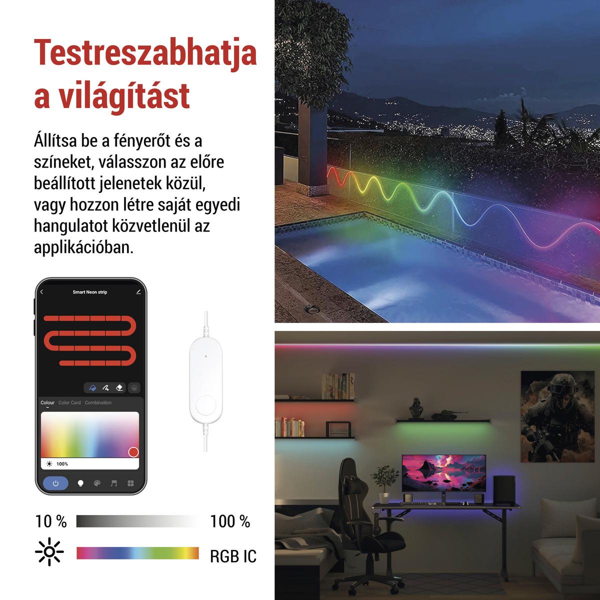 Rugalmas Led Szalag Gosmart Kb. 3m - többszínű, Basics, műanyag (300cm)