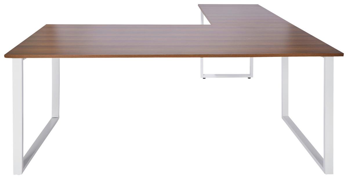 Kotna Pisalna Miza Workspace Xl I, Oreh - barva oreha/bela, Basics, kovina/leseni material (180/180/75,5cm) - MID.YOU