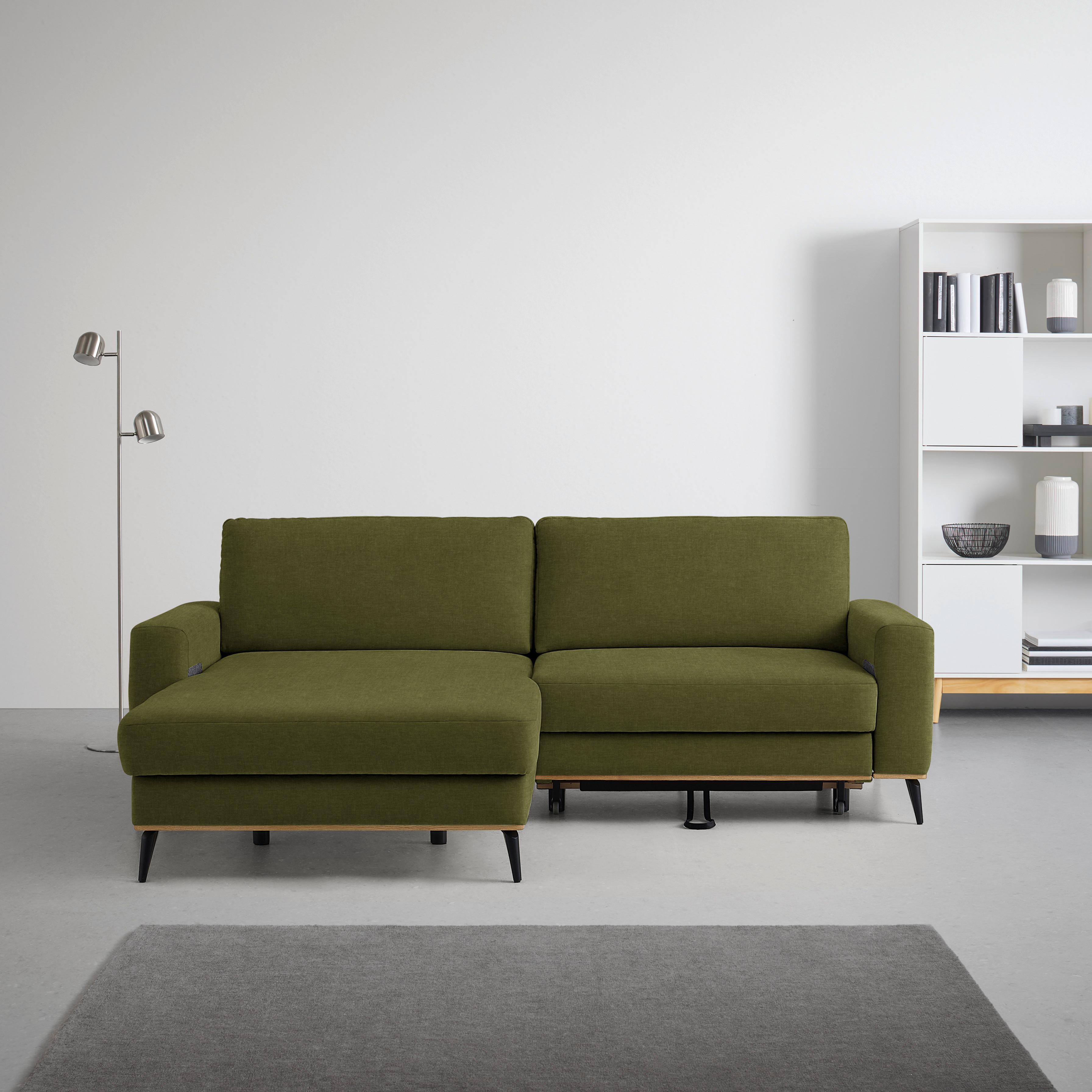 Wohnlandschaft Romeo Grün - Schwarz/Grün, KONVENTIONELL, Textil/Metall (167/87/234cm) - Zandiara