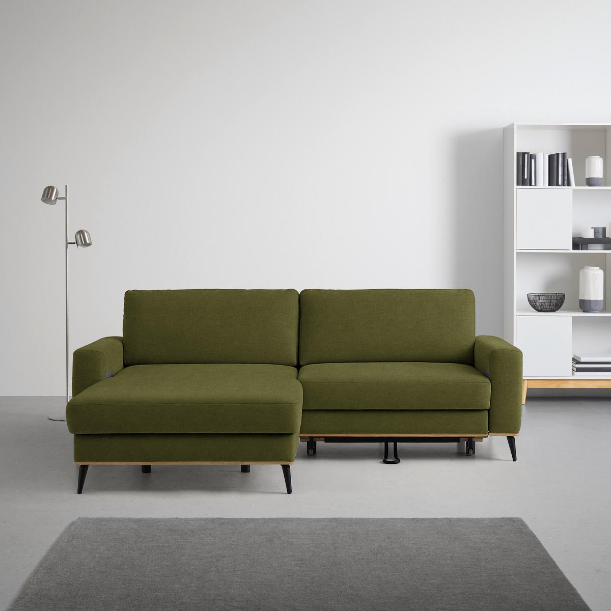 Wohnlandschaft Romeo Grün - Schwarz/Grün, KONVENTIONELL, Textil/Metall (167/87/234cm) - Zandiara