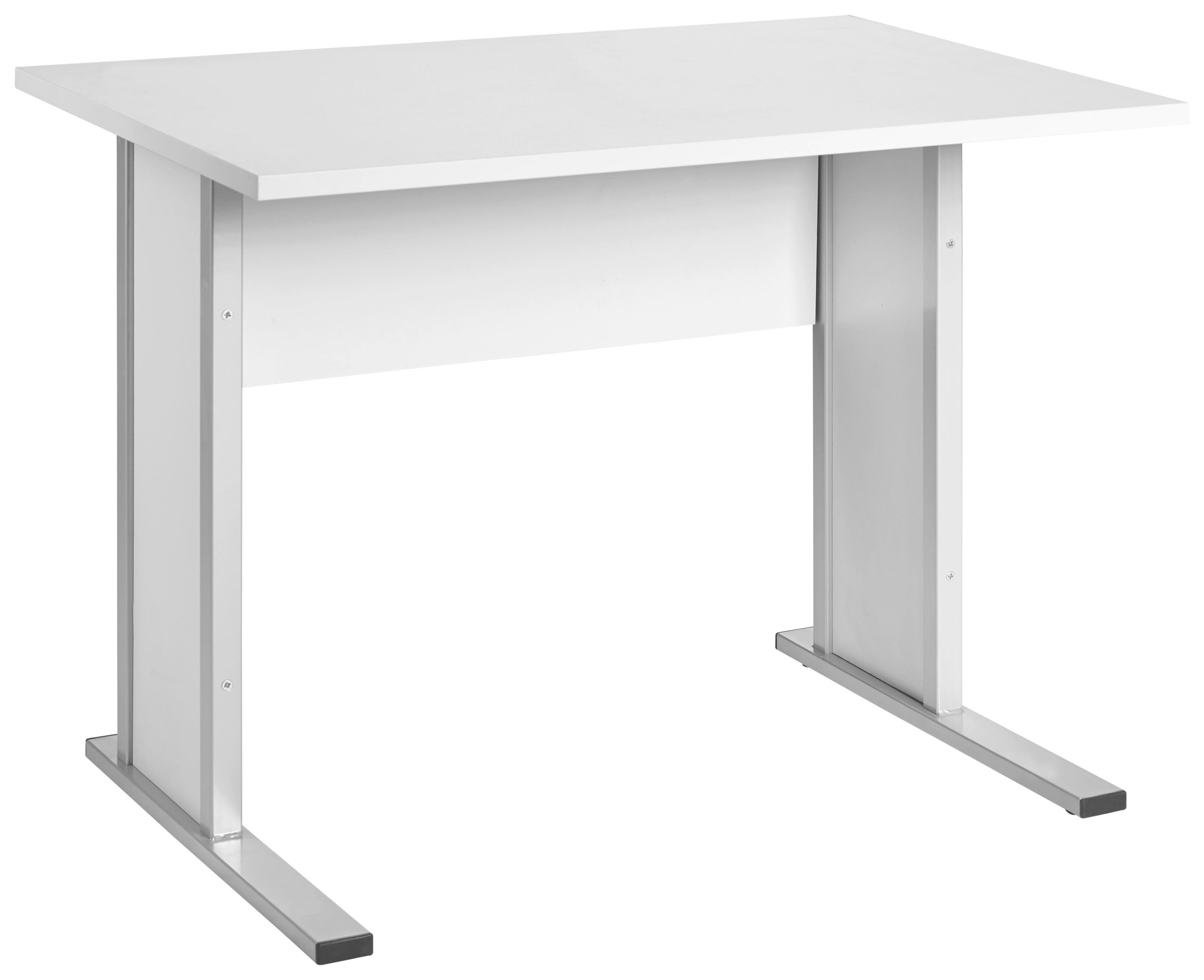 Schreibtisch "Serie 4000" ca 90x65 cm, hellgrau - Silberfarben/Hellgrau, Basics, Holzwerkstoff/Metall (90/65/72,2cm) - MID.YOU
