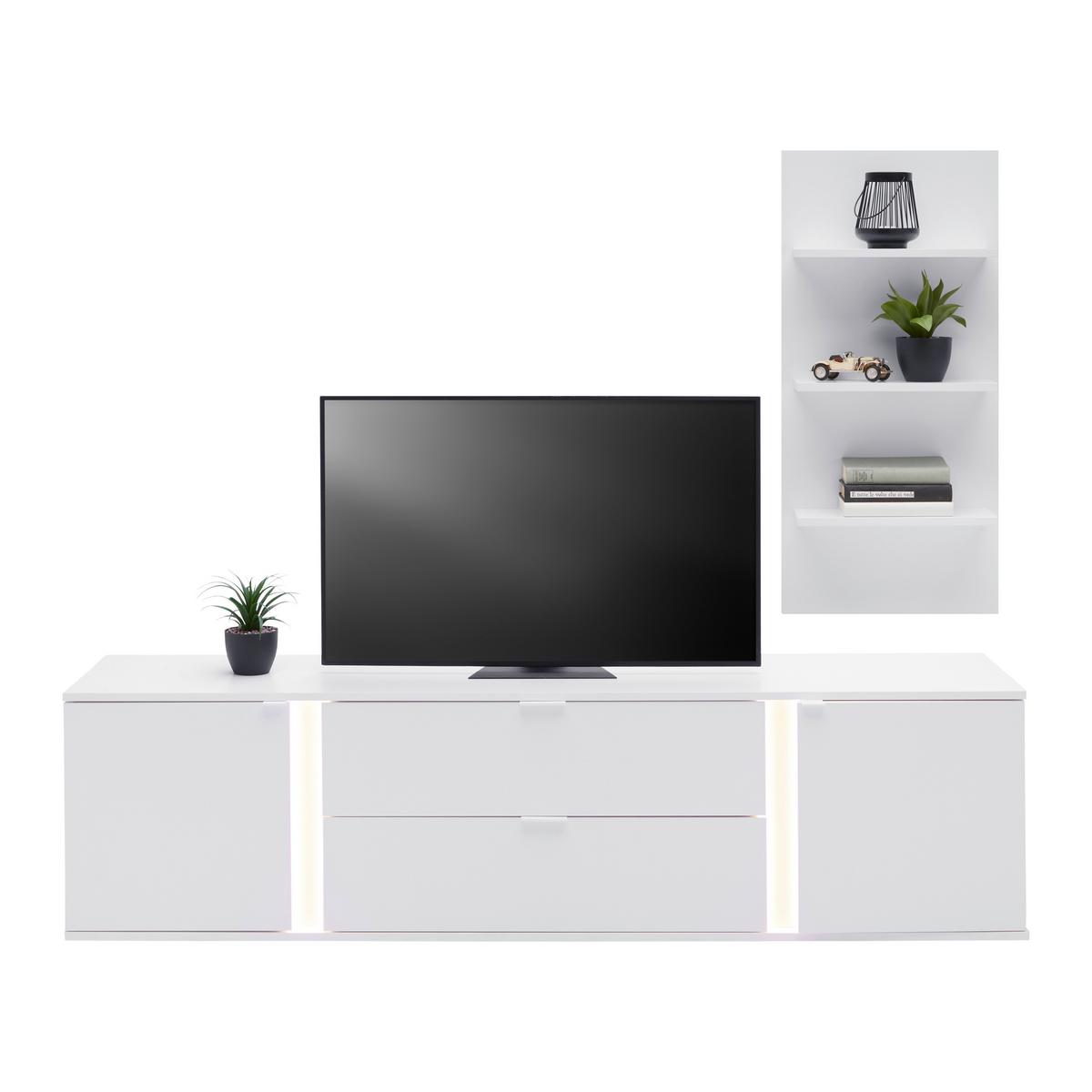 TV-Element Delio Weiß - Schwarz/Weiß, MODERN, Holzwerkstoff/Kunststoff (190/150/42cm) - Mömax