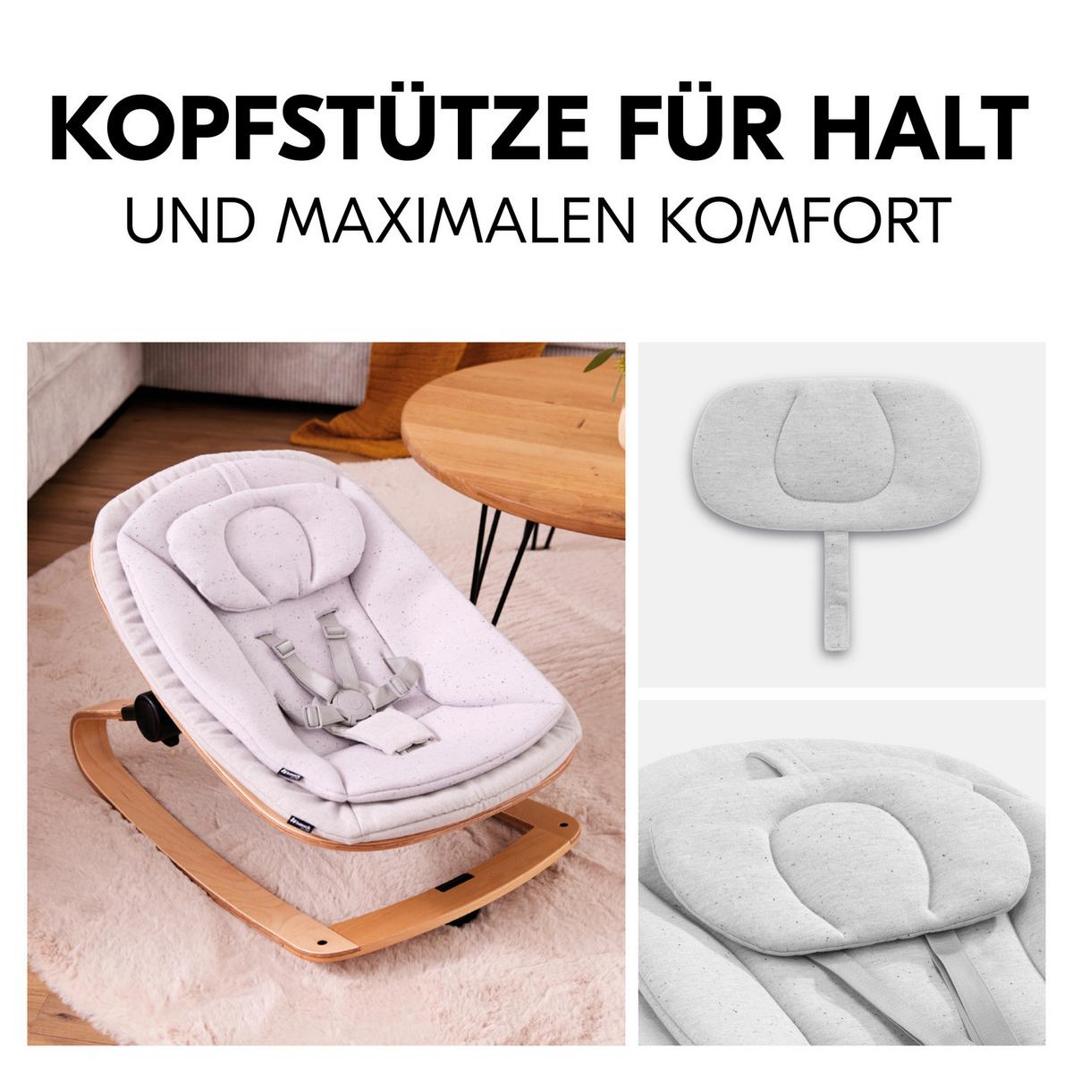 LEŻAK DO WYSOKIEGO KRZESŁA HIGHCHAIR BOUNCER ECO - kolor bukowy/jasnoszary, Basics, drewno/tkanina (50/40/66cm) - Hauck