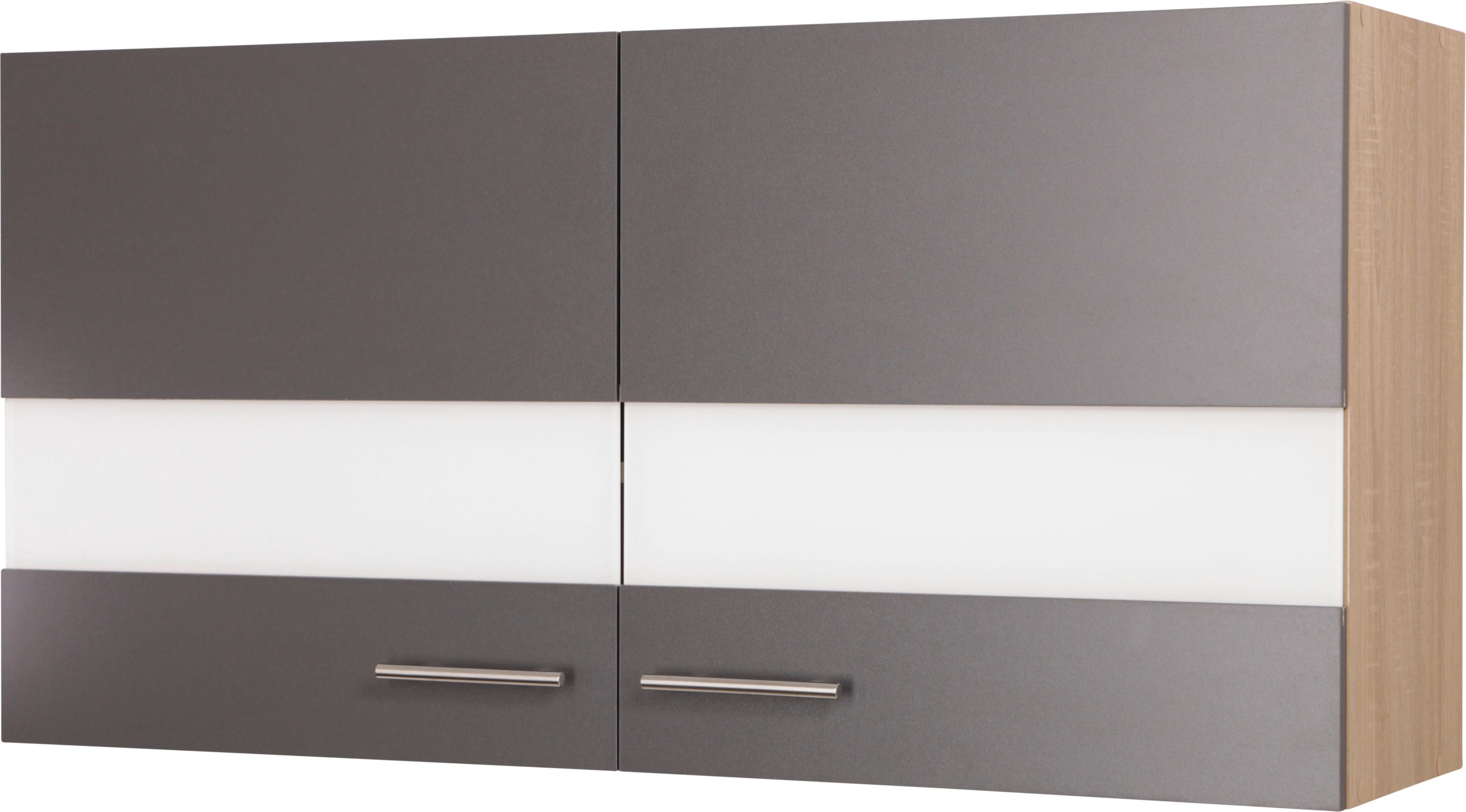 Kuhinjska Zgornja Omarica Merle, Barva Hrasta, Siva - srebrne barve/siva, Basics, kovina/steklo (110/56,1/34,6cm) - Respekta