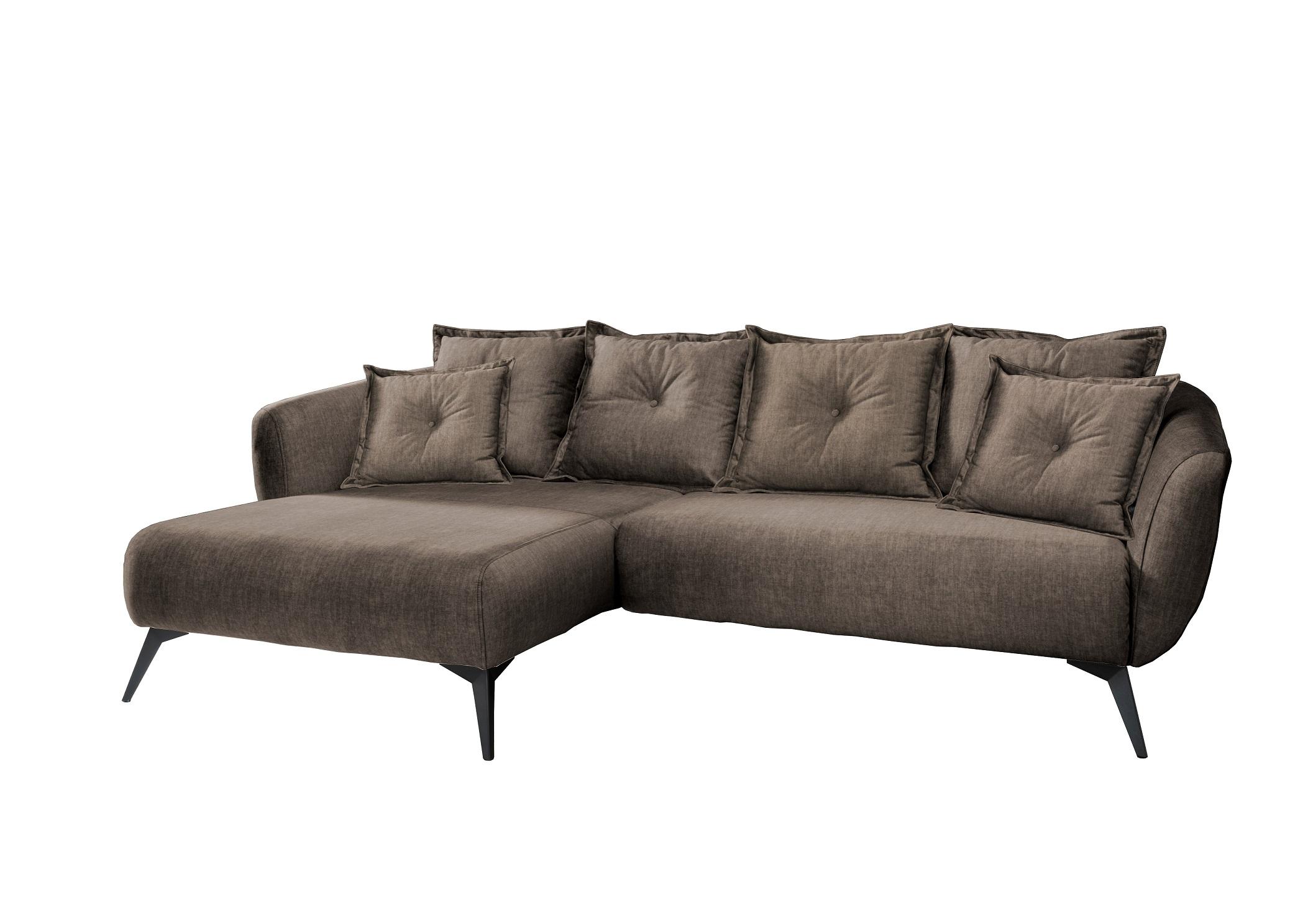 Wohnlandschaft Baggio Braun Velours - Schwarz/Braun, MODERN, Holz/Textil (277/94/162cm) - Livetastic