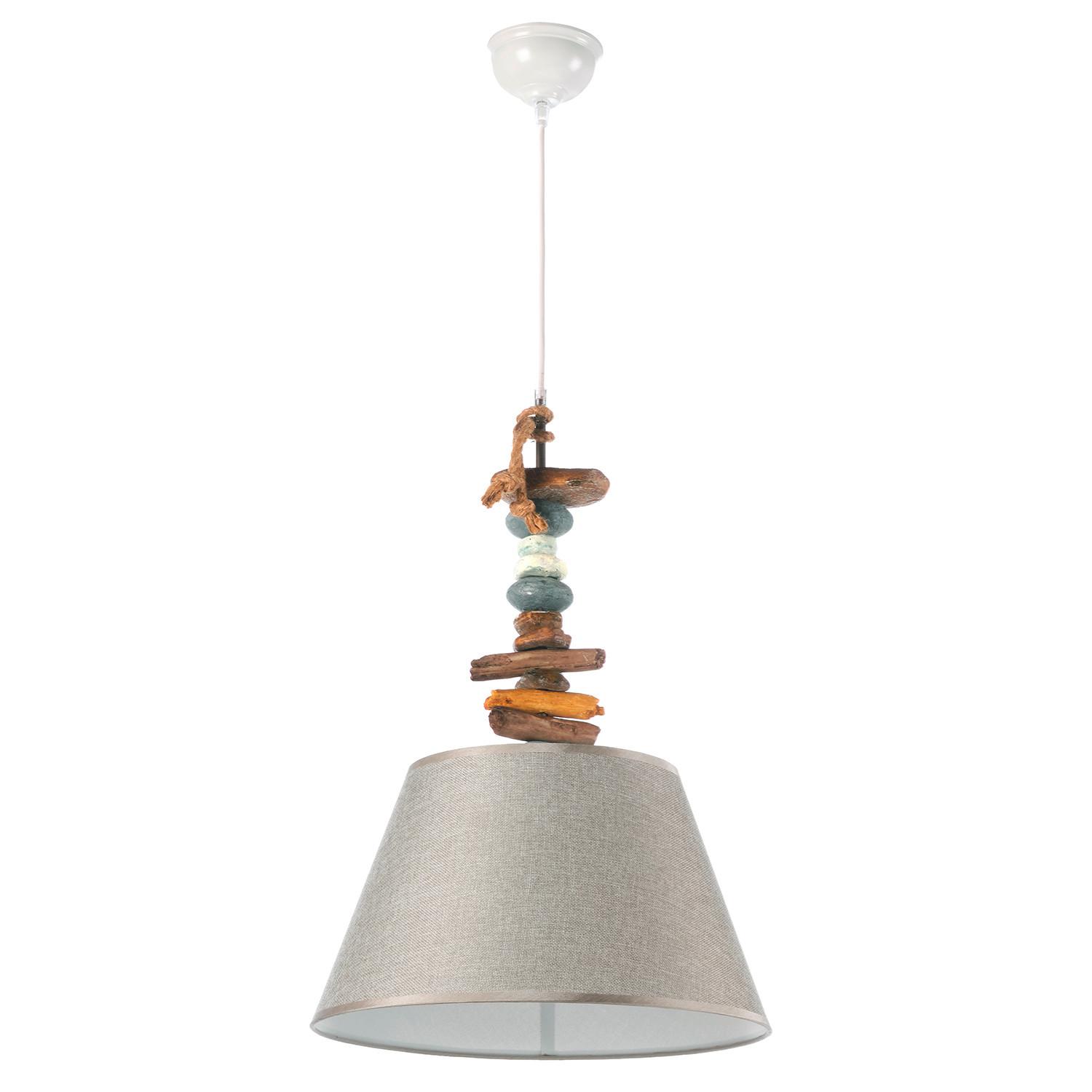 Hängeleuchte Grau/Weiß max. 22 Watt - Weiß/Grau, KONVENTIONELL, Textil/Stein (40/100cm)