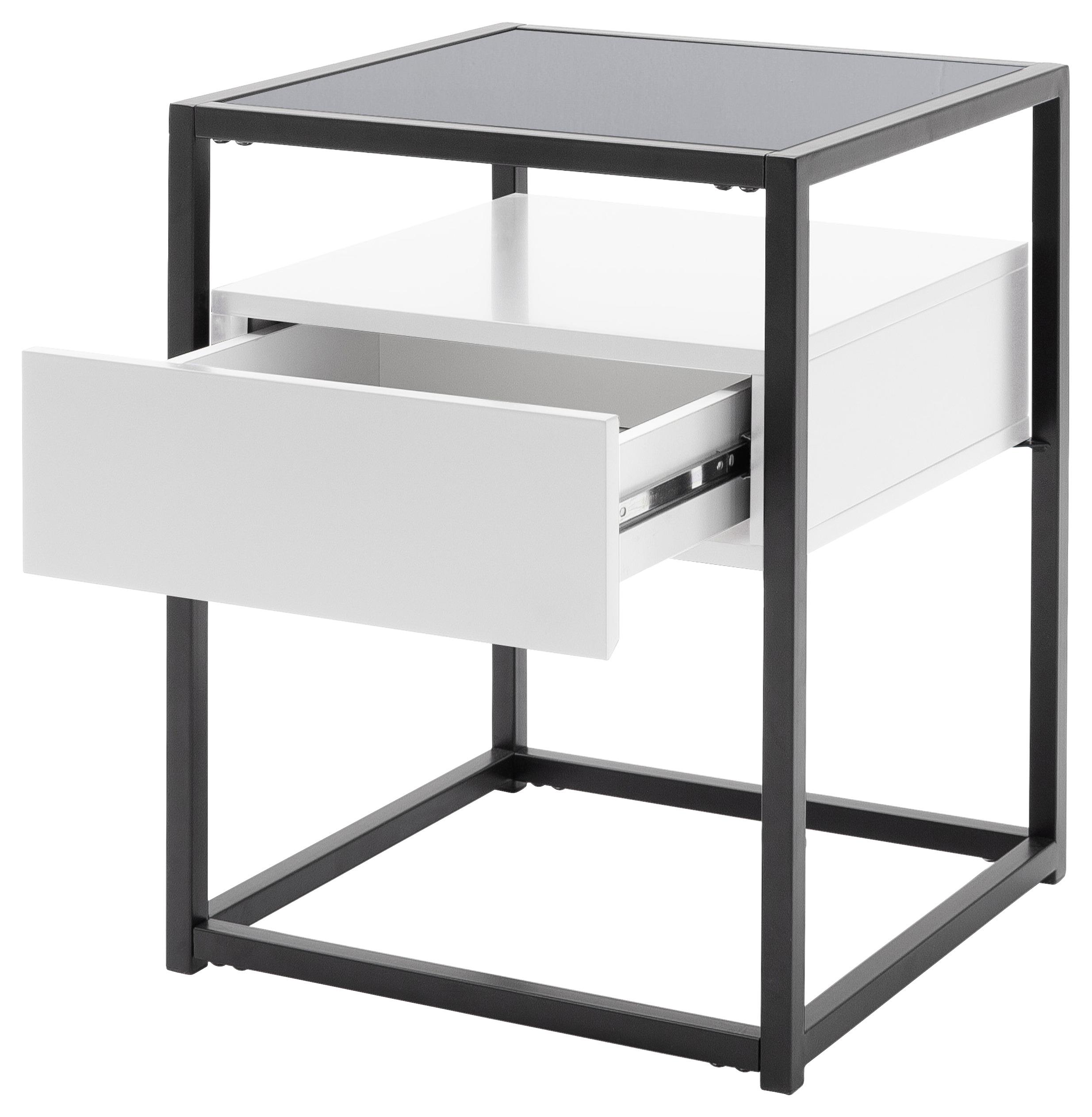 Beistelltisch in Schwarz/Weiss - Weiss/Schwarz, Modern, Glas/Holzwerkstoff (43/54/43cm) - Mömax