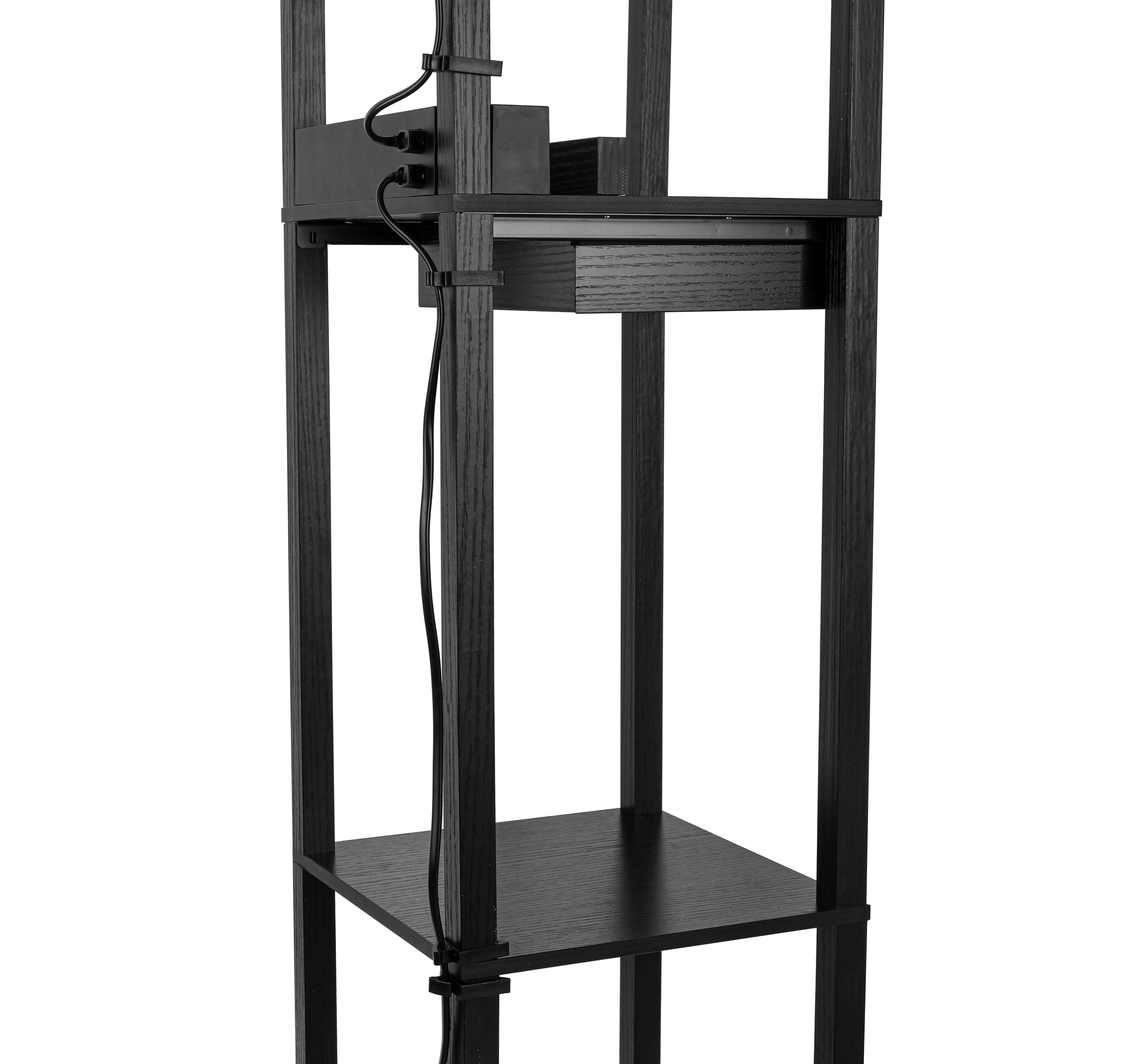 GOLVLAMPA SVEN - vit/svart, Basics, metall/trämaterial (26/160/26cm)