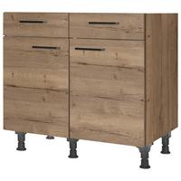 Schubkastenunterschrank Structura Eiche dunkel - Eiche dunkel/Schwarz, MODERN, Holzwerkstoff/Metall (90/87/56cm) - Nobilia