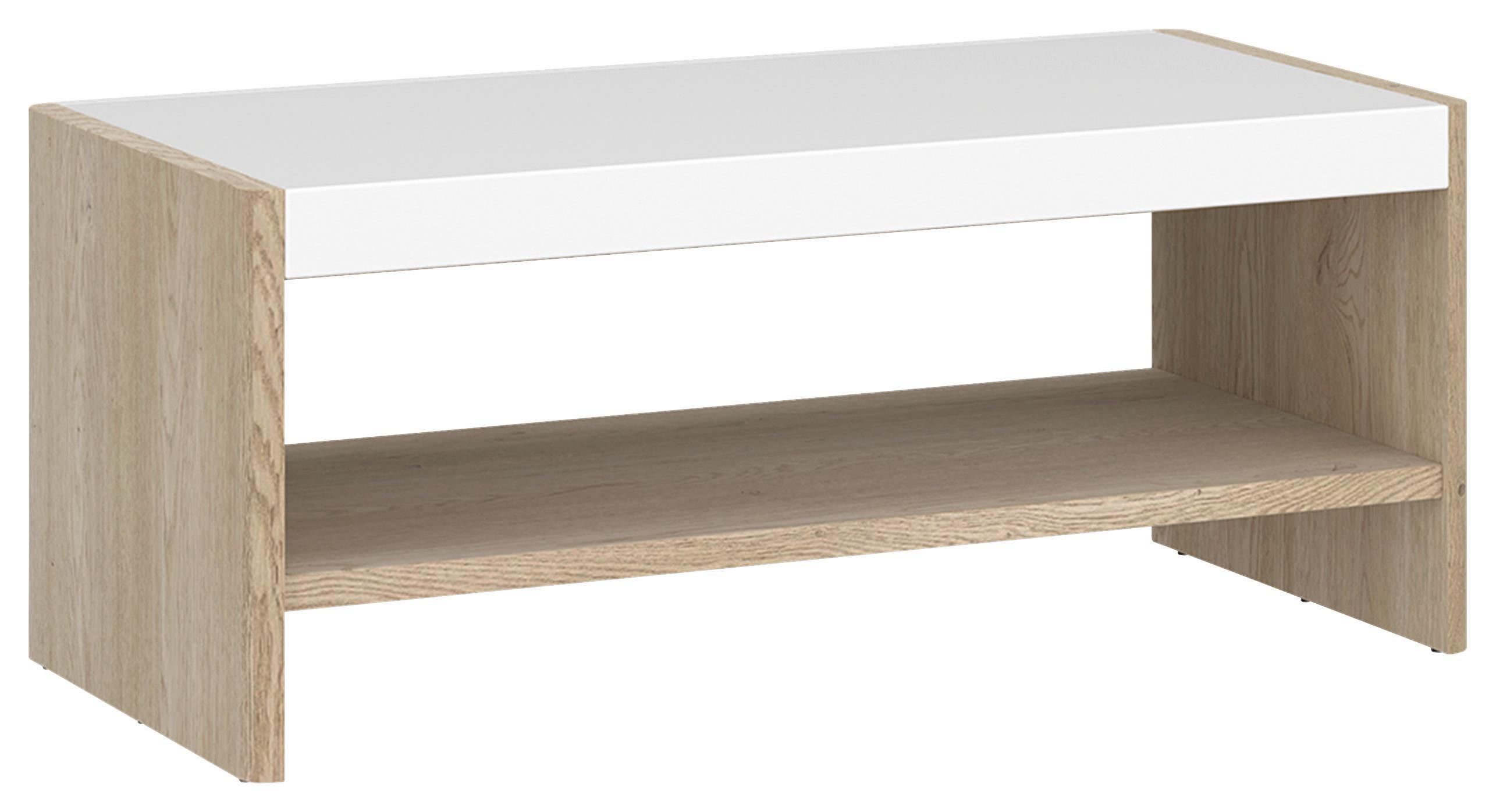 Măsuță de cafea CALIMA - alb/culoare lemn stejar, Konventionell, material pe bază de lemn (106/46,5/60,6cm) - Modern Living