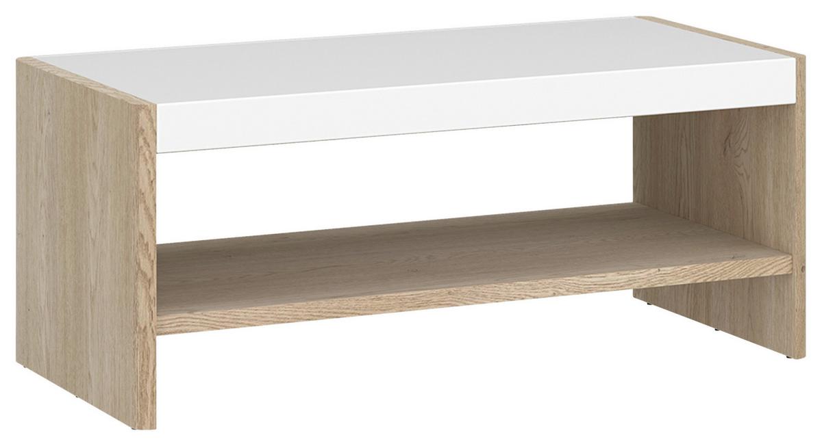 Măsuță de cafea CALIMA - alb/culoare lemn stejar, Konventionell, material pe bază de lemn (106/46,5/60,6cm) - Modern Living