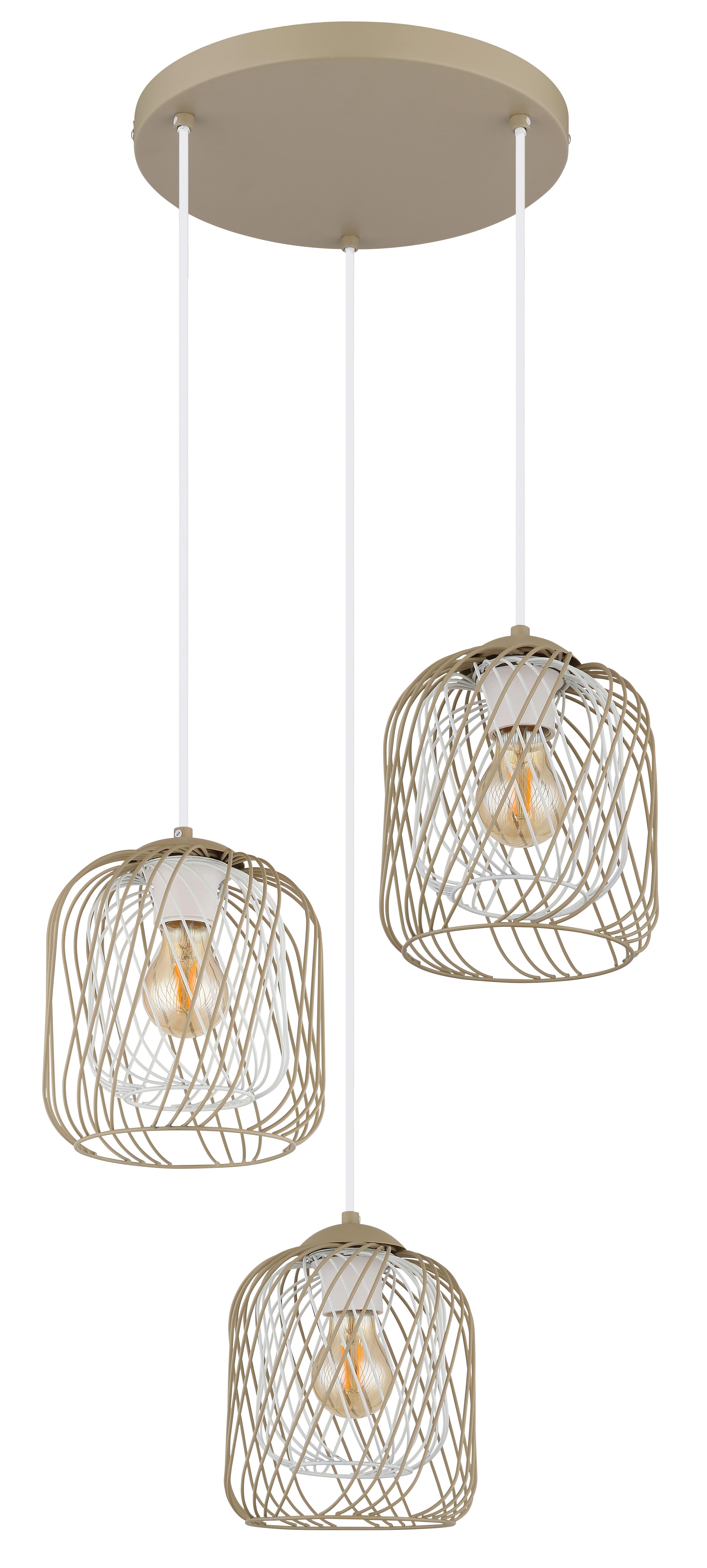 HÄNGELEUCHTE 15965-3HR DICHTI - Sandfarben/Weiss, Basics, Kunststoff/Metall (39,4/150cm) - Globo