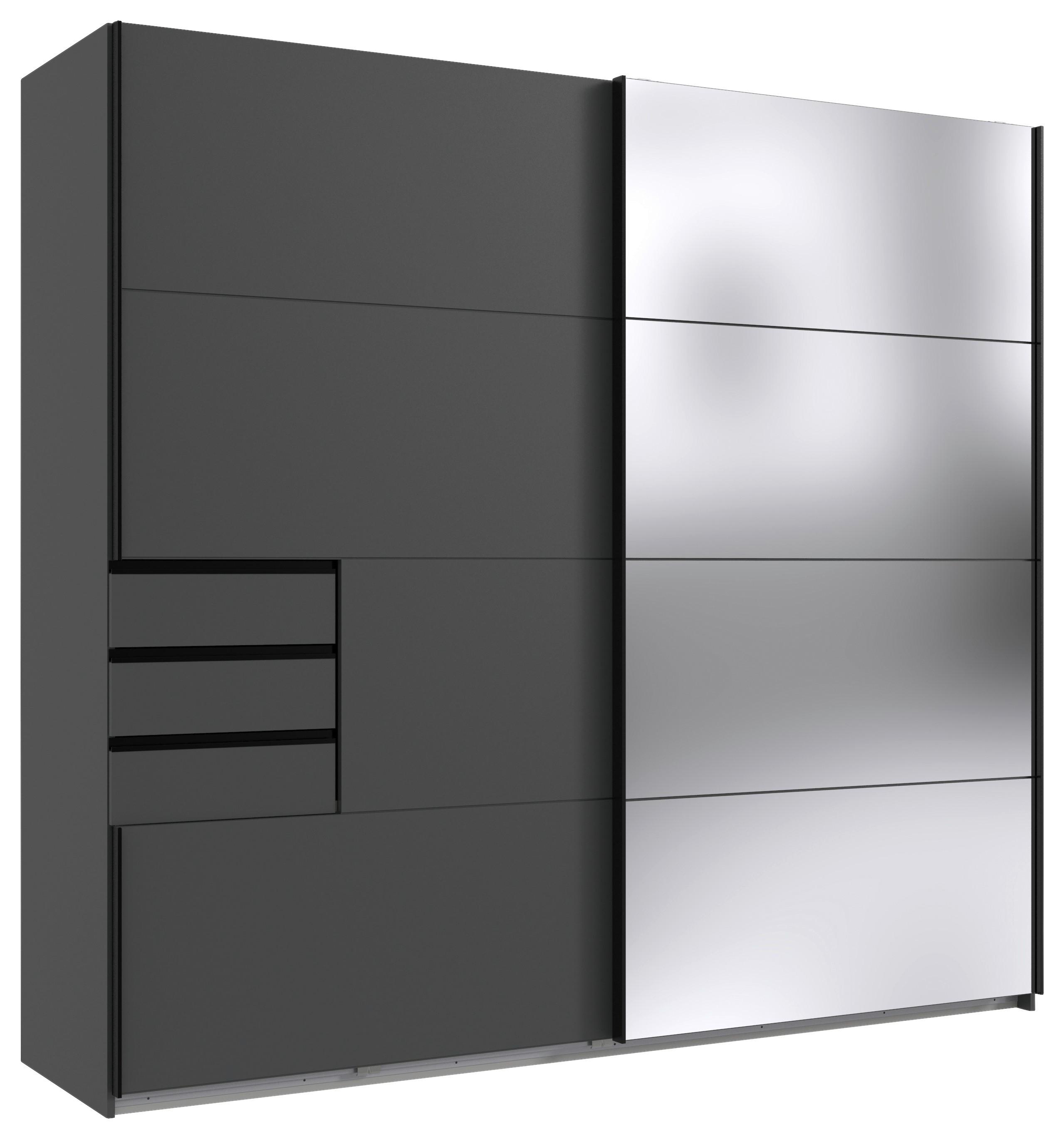 Schwebetürenschrank Saigon Anthrazit - Klar/Anthrazit, KONVENTIONELL, Glas/Holzwerkstoff (225/210/64cm) - P & B