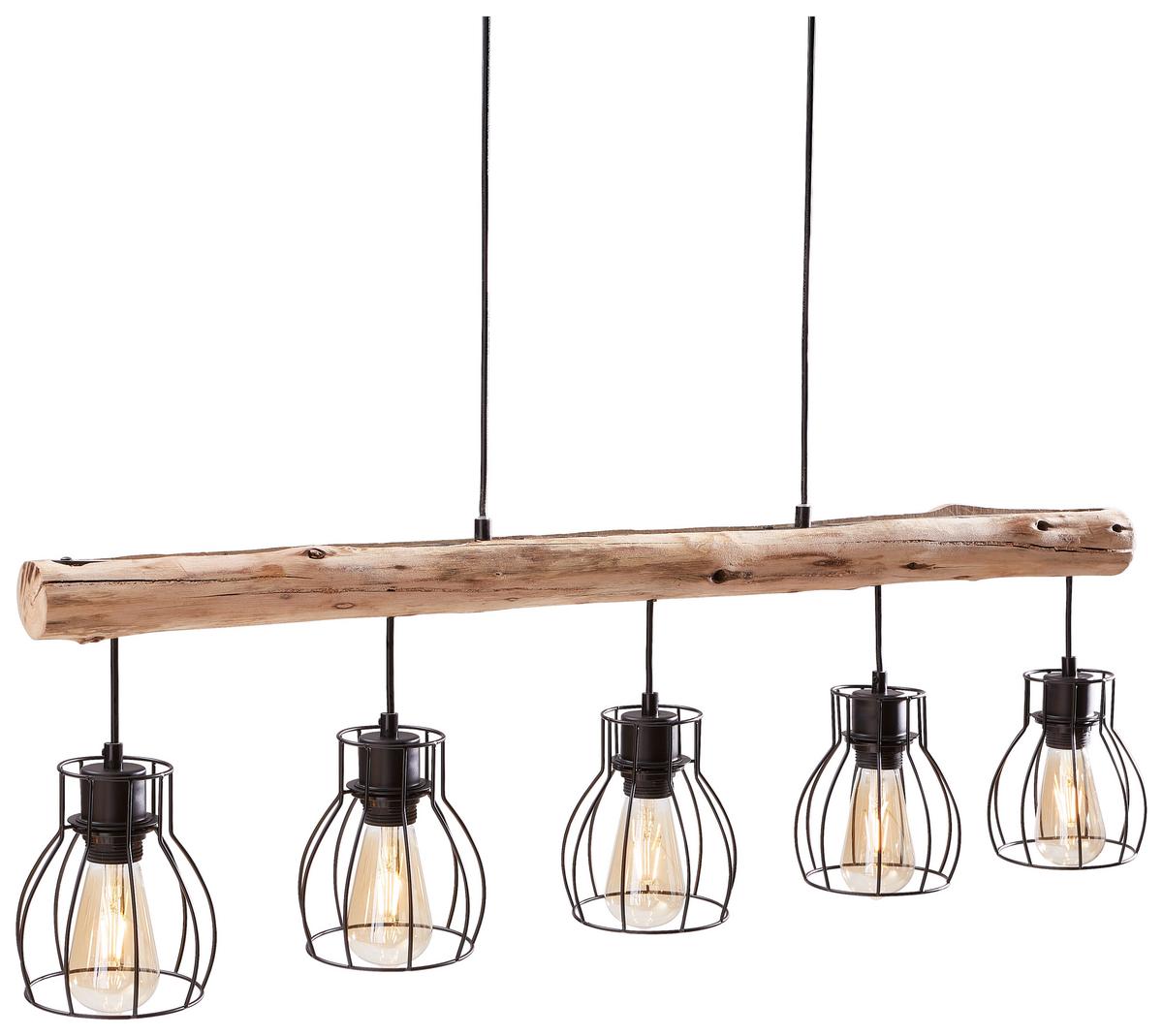 LAMPA WISZĄCA 15326-5NLU MINA *SBM* - kolor naturalny/czarny, Trend, metal/drewno (100/13,6/140cm) - Marama