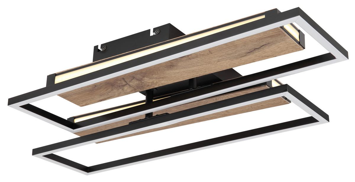 LED-DECKENLEUCHTE 67299D1 - Dunkelbraun/Opal, Design, Holzwerkstoff/Kunststoff (60/52/10cm) - Globo