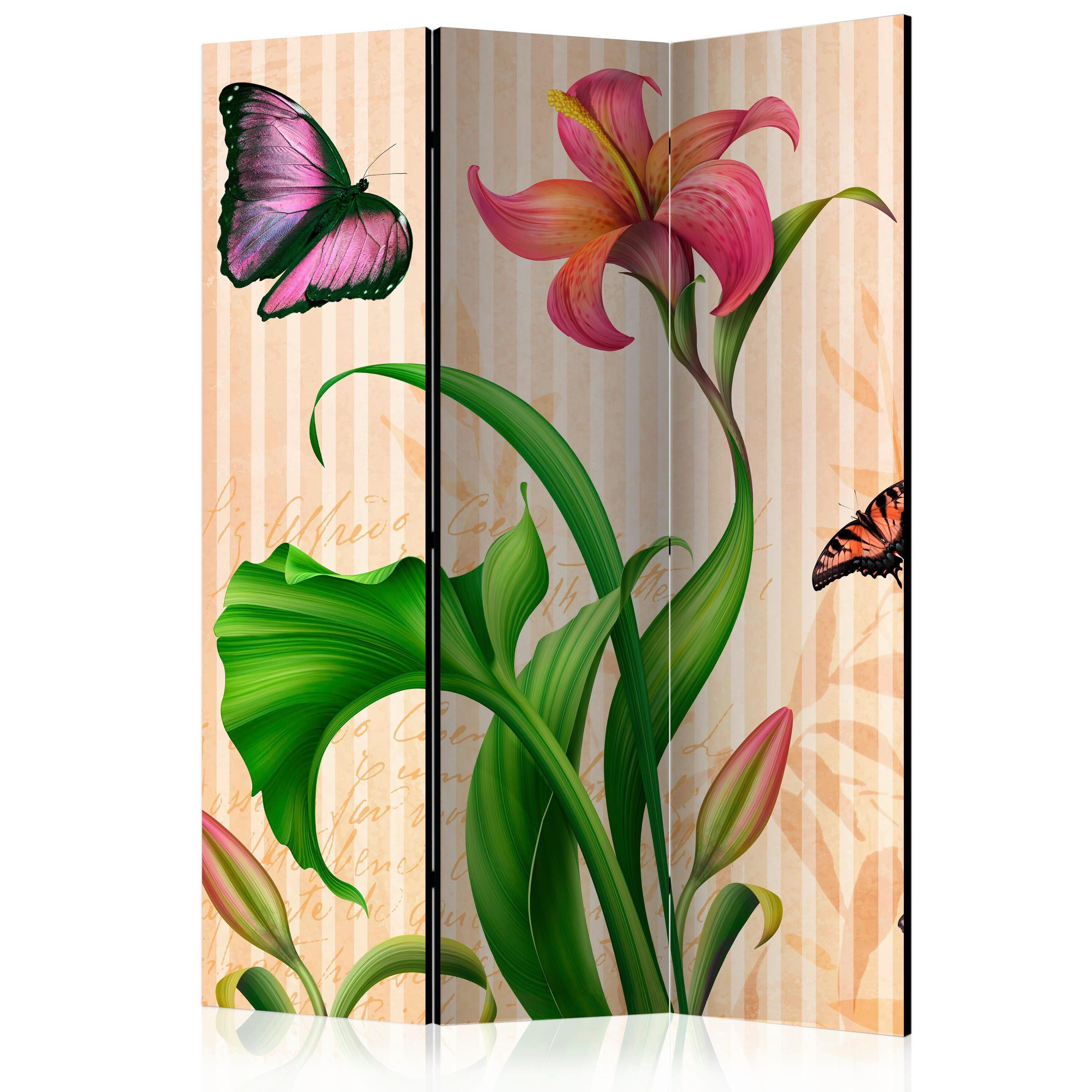 Paravan Vintage Lilly, 3-Delni, Dvostranski - večbarvno, Basics, tekstil/les (135/172/3cm) - artgeist