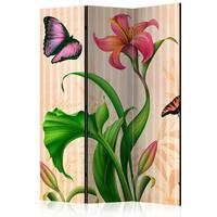 Paravan Vintage Lilly, 3-Delni, Dvostranski - večbarvno, Basics, tekstil/les (135/172/3cm) - artgeist
