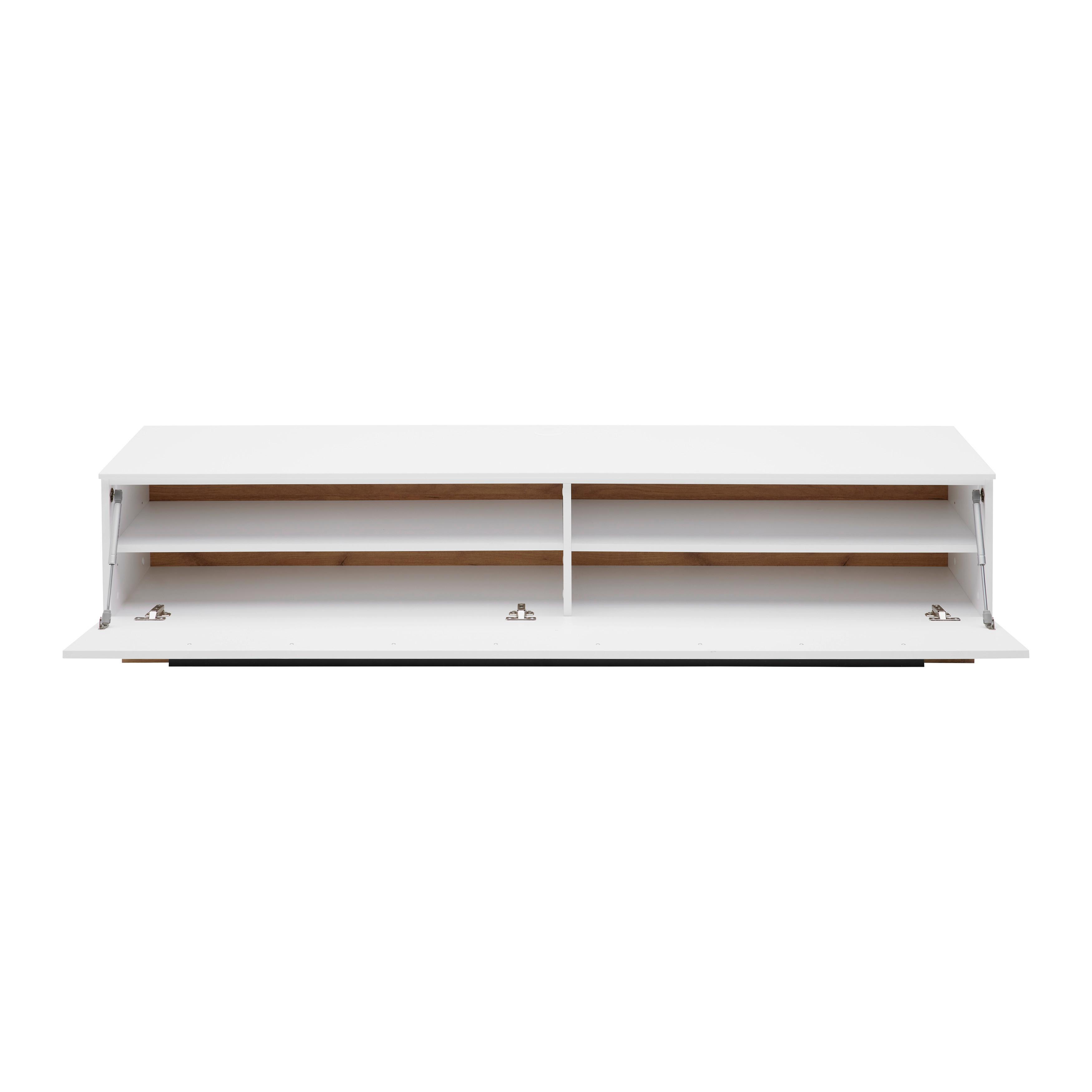 MEDIABÄNK MATEO - vit, Modern, trämaterial/plast (180/41/40cm) - Mömax