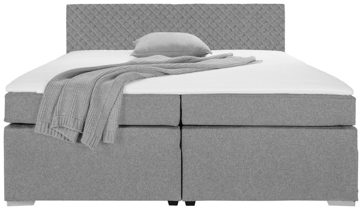 Boxspringbett Mali Based Silberfarben ca. 180x200cm - Chromfarben/Silberfarben, KONVENTIONELL, Textil (180/200cm) - Based