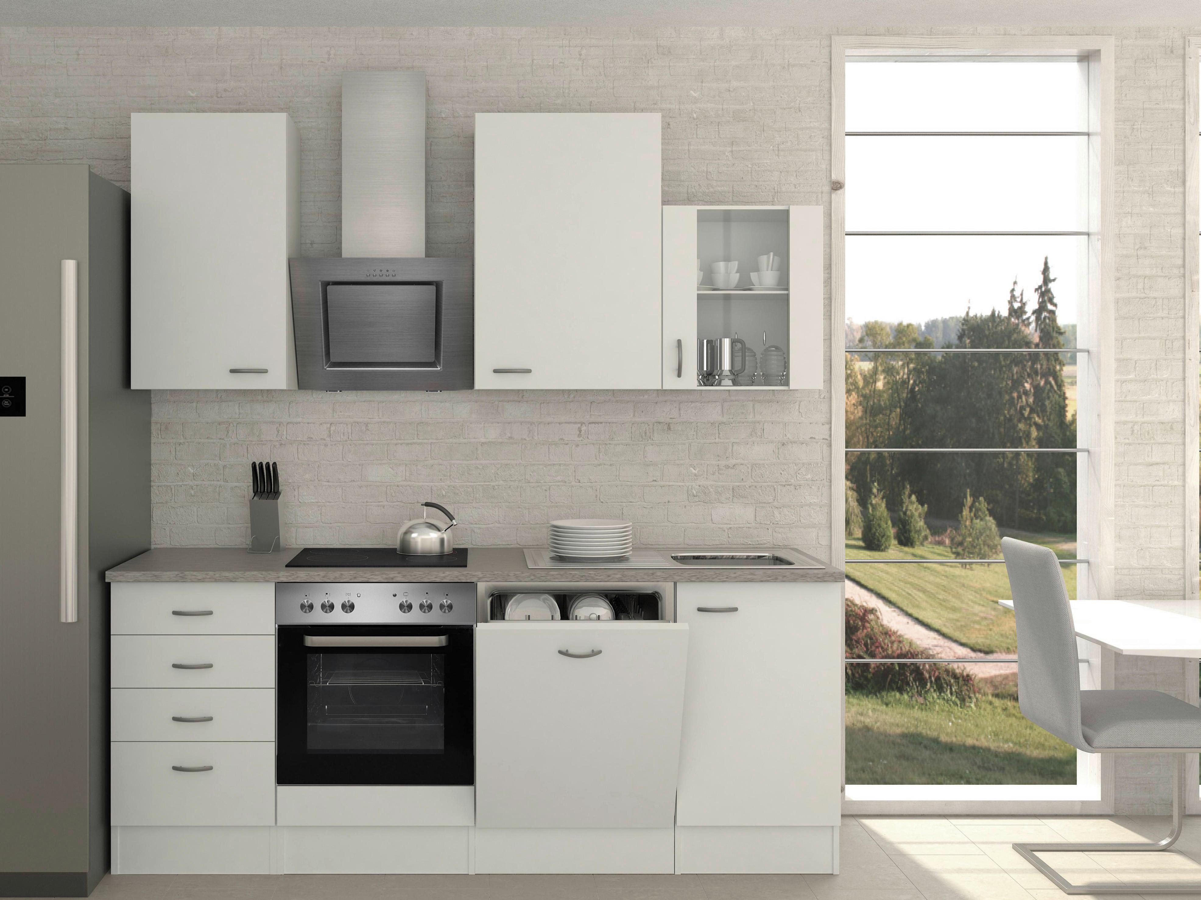 Kuhinjski Blok Z Aparati Wito, Bela - barve nerjavečega jekla/bela, Moderno, umetna masa/steklo (220cm) - FlexWell