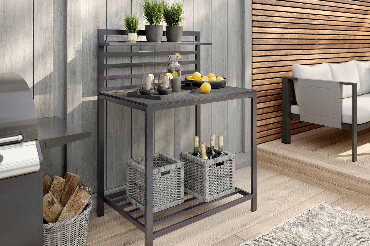 Outdoorküche Mara 2 in Anthrazit - Anthrazit, Natur, Kunststoff/Metall (90/127/61,5cm) - Mömax