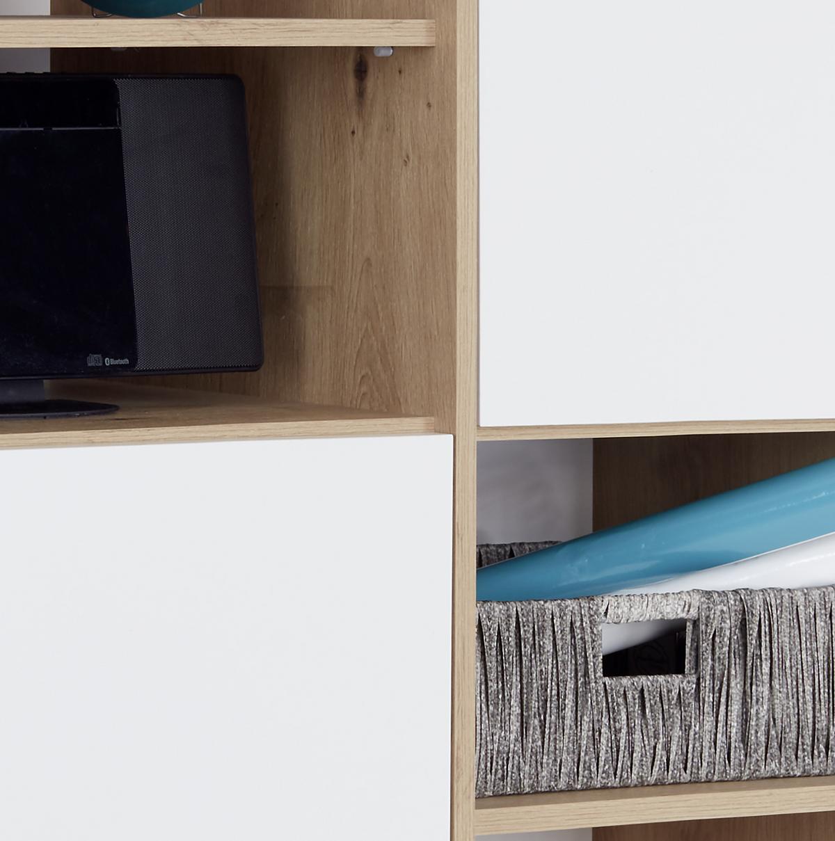 Regal Box - bijela/boje hrasta, Moderno, drvni materijal/plastika (98/205/40cm) - Modern Living