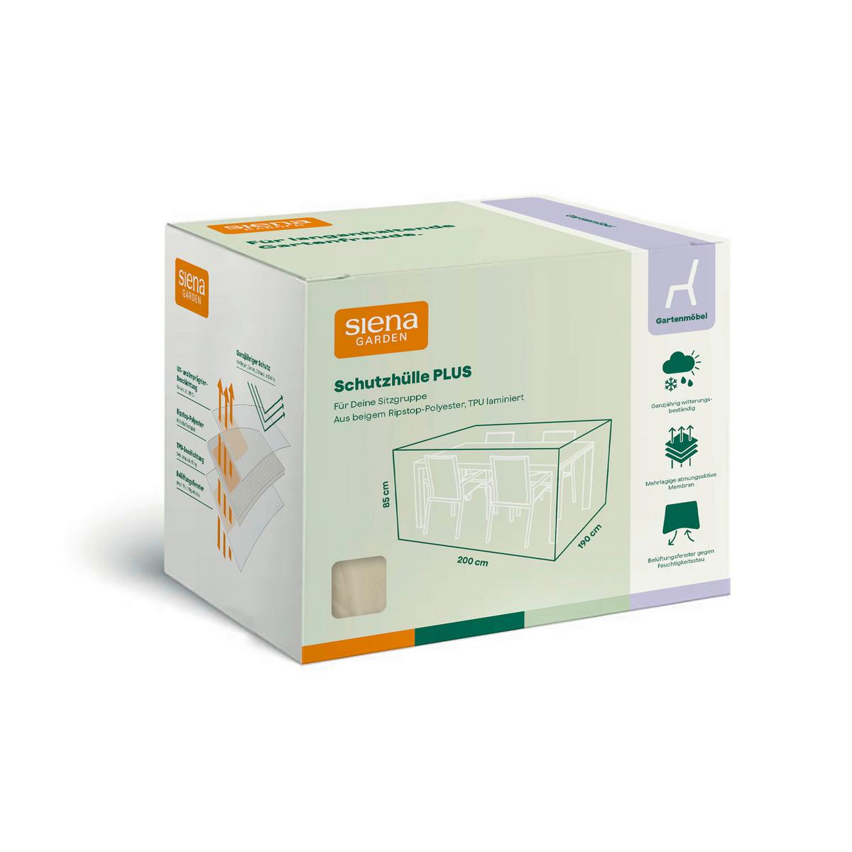 SCHUTZHÜLLE PLUS SITZGRUPPEN SCHUTZHÜLLE - Beige, MODERN, Kunststoff (190/85/200cm) - Siena Garden
