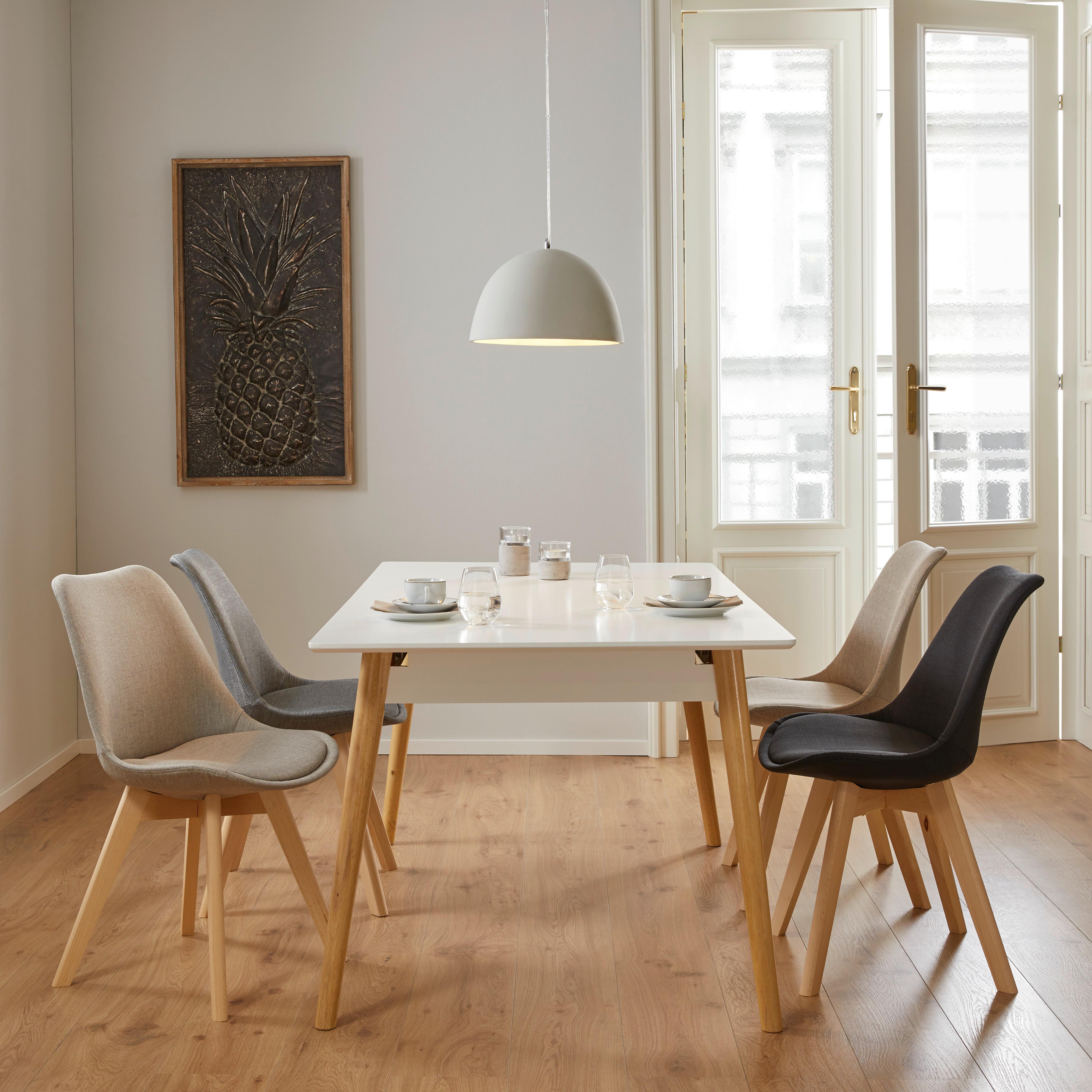 Stuhl Rocksi Grau Webstoff Echtholz Beine - Buchefarben/Grau, MODERN, Holz/Kunststoff (43/82,5/43cm) - Bessagi Home