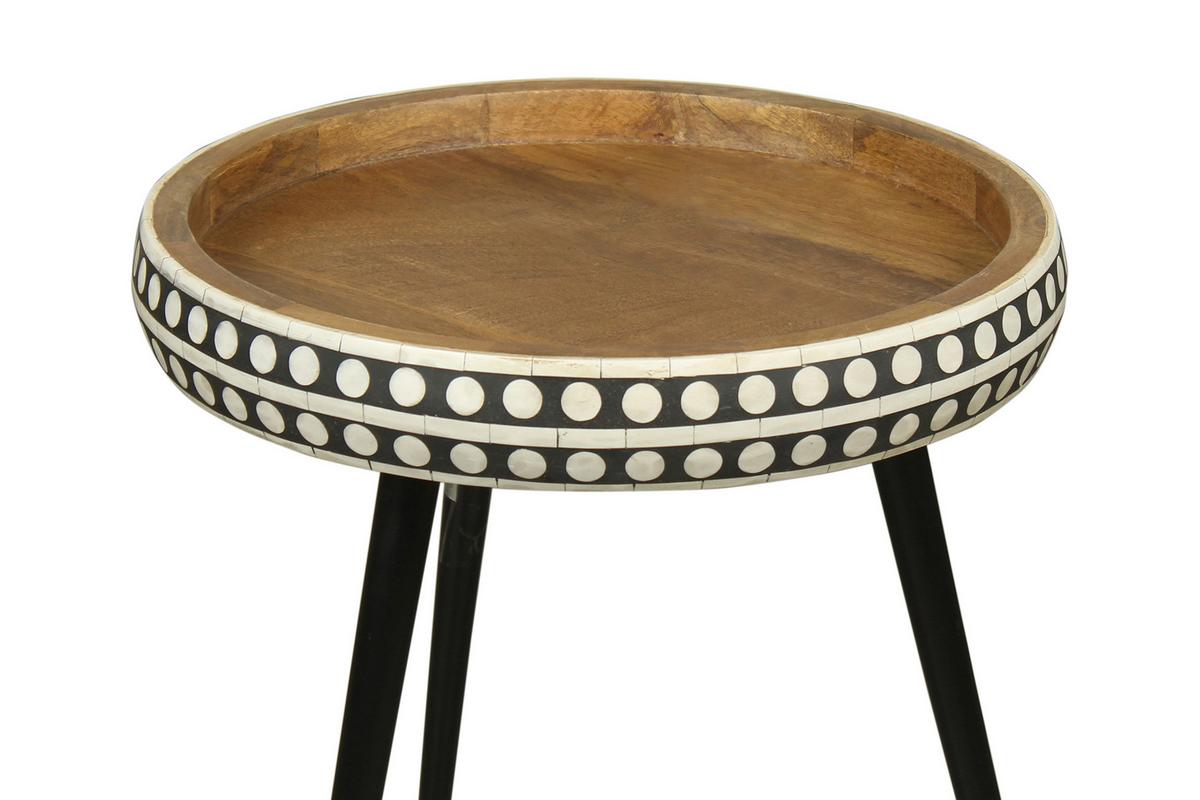 Beistelltisch Jana ca.35x42x35cm Mangoholz massiv - Schwarz/Naturfarben, MODERN, Holz/Metall (35/42/35cm) - MID.YOU