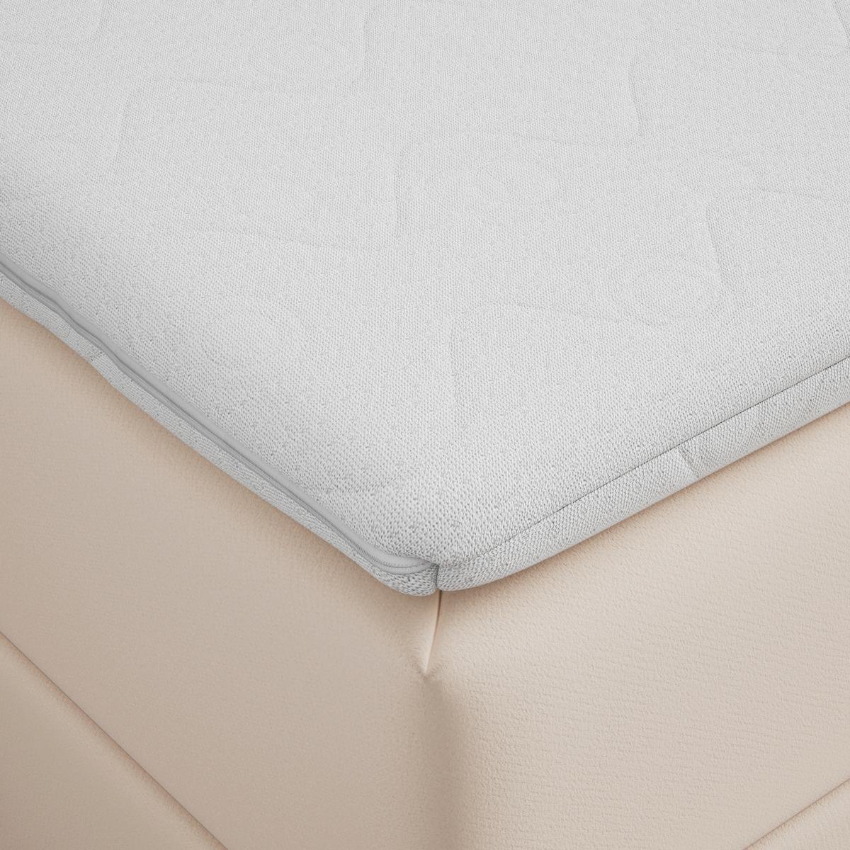 Boxbett Roma ca. 180x200 cm Beige mit Topper - Beige/Schwarz, MODERN, Holz/Textil (180/200cm) - Bessagi Home