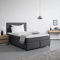 Boxbett Florin Grau ca. 140x200 cm mit Topper - Grau, MODERN, Holzwerkstoff/Textil (140/200cm) - Bessagi Home