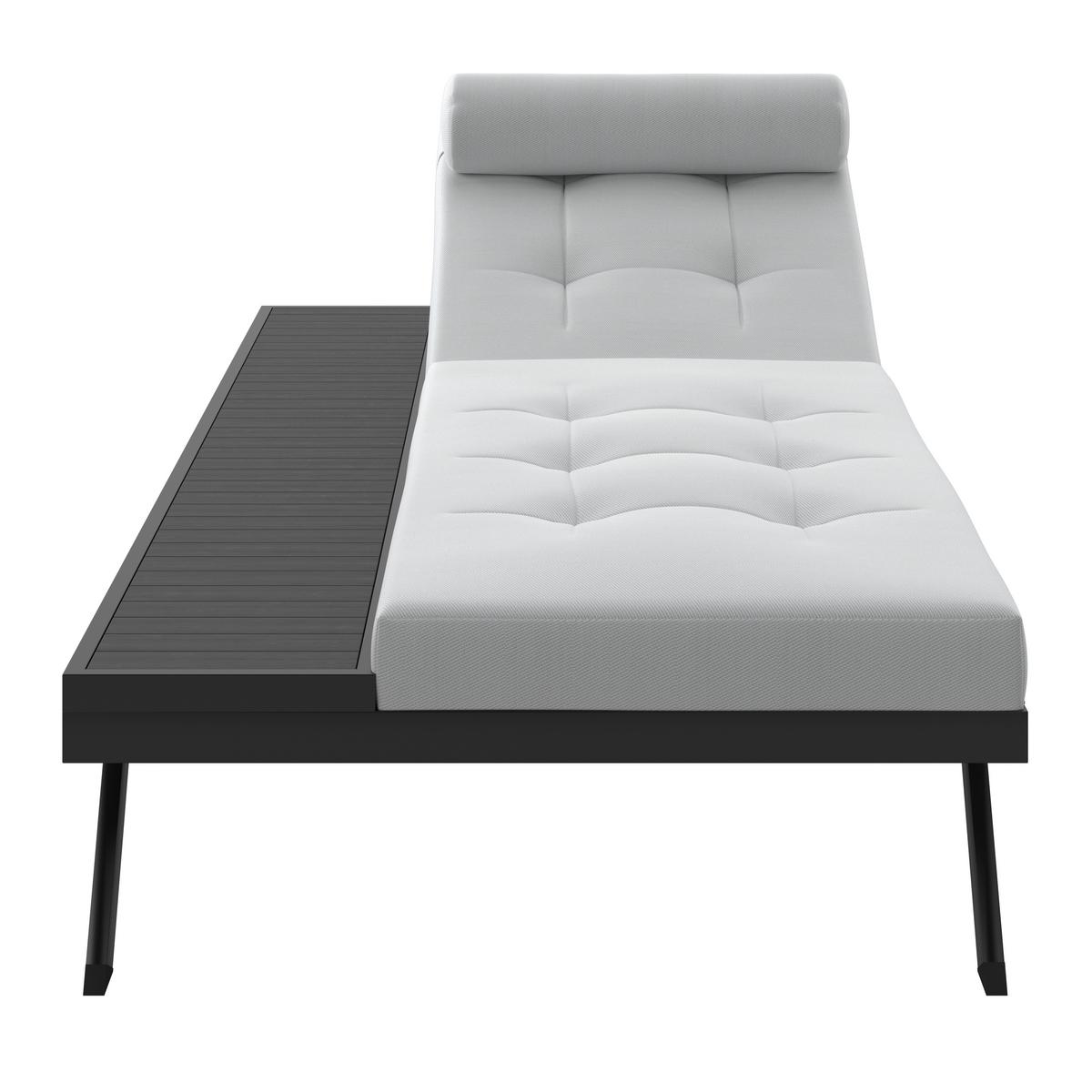 Gartenliege Avolina Hellgrau Outdoorstoff/Metall +Abdeckung - Dunkelgrau/Hellgrau, MODERN, Kunststoff/Textil (199/86/40cm) - Bessagi Garden