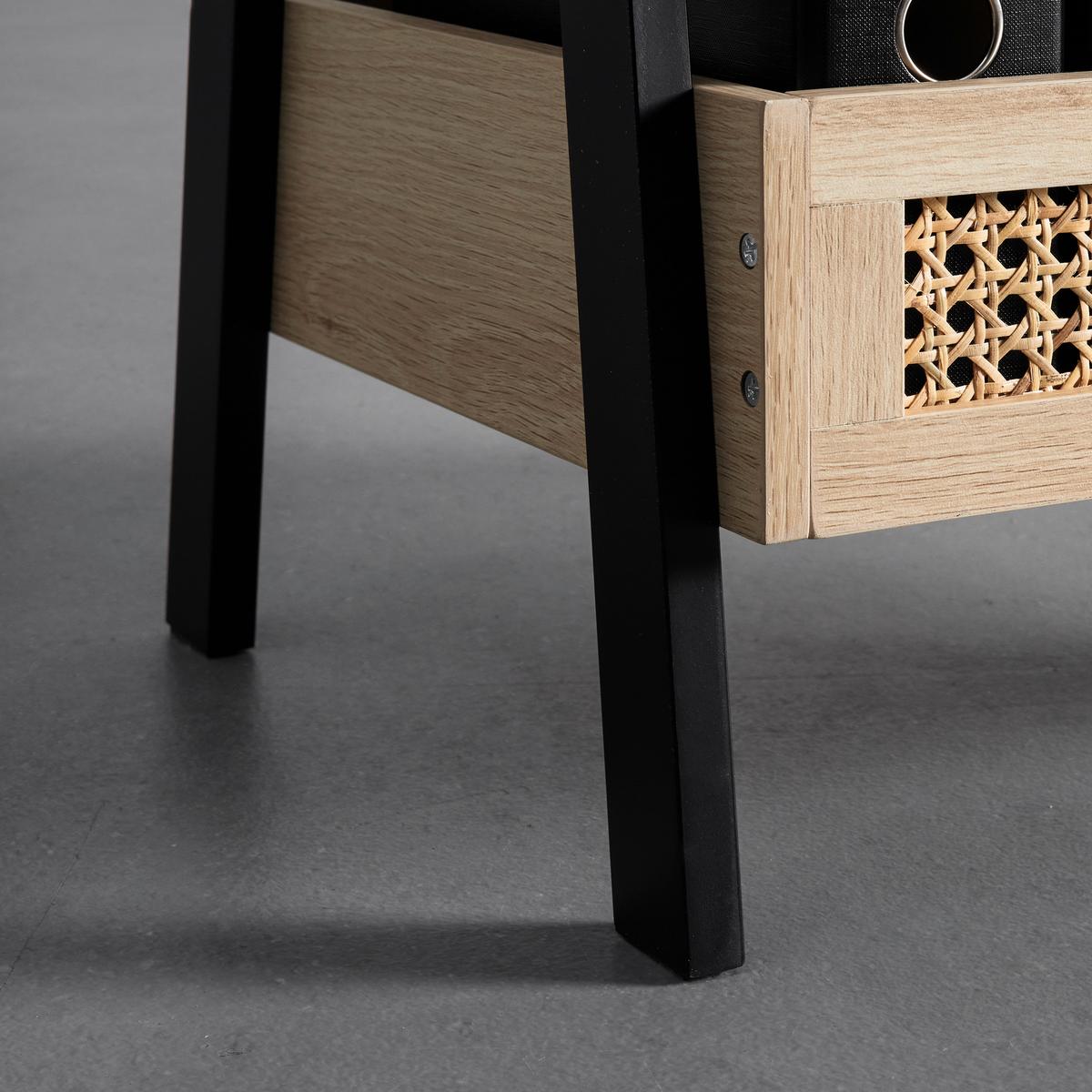 Regal Denis Naturfarb./Schwarz Echtholz furniert/MDF - Schwarz/Naturfarben, MODERN, Holz/Holzwerkstoff (45/110/35cm) - Bessagi Home