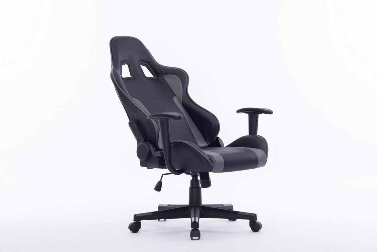 Gamingstuhl im Lederlook - Schwarz/Grau, Modern, Kunststoff/Textil (70,5/126-136/59cm) - Mömax