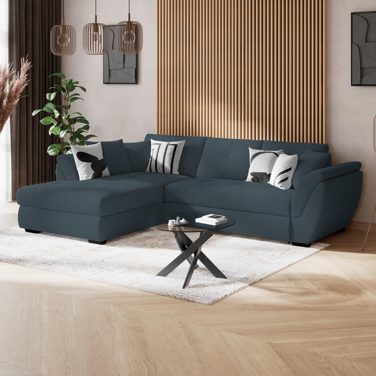 Kutna Garnitura Berisso - plava/crna, Konvencionalno, tekstil/plastika (187/278cm) - Ondega