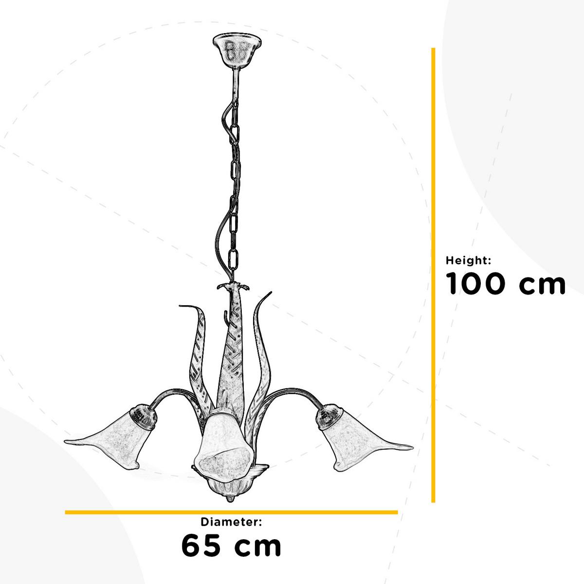 Kronleuchter Alga Bronzefarben max. 22 Watt - Bronzefarben, KONVENTIONELL, Glas/Metall (65/65/100cm)