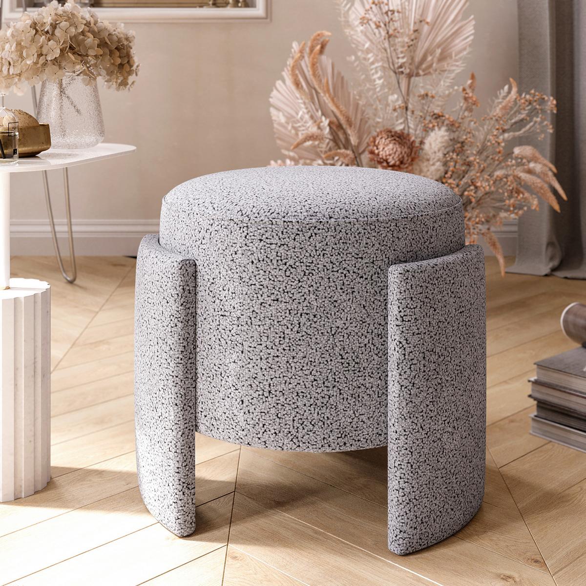 HOCKER ASH FUßBANK - Grau, Design, Textil (39/40/39cm) - Livetastic