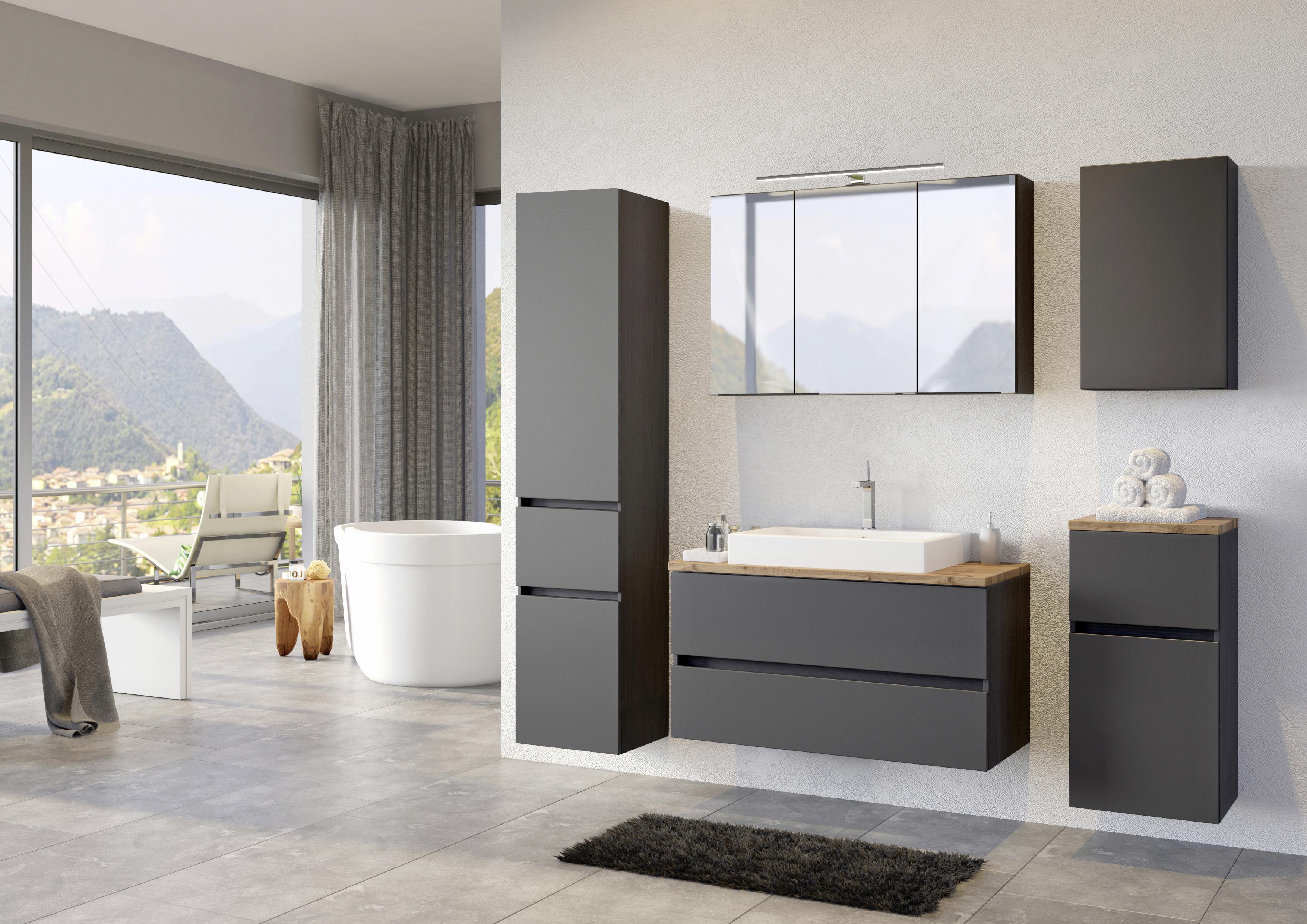 Hochschrank in Grau 'Pienza' - Silberfarben/Grau, Basics, Holzwerkstoff/Kunststoff (40/185/35cm) - Held
