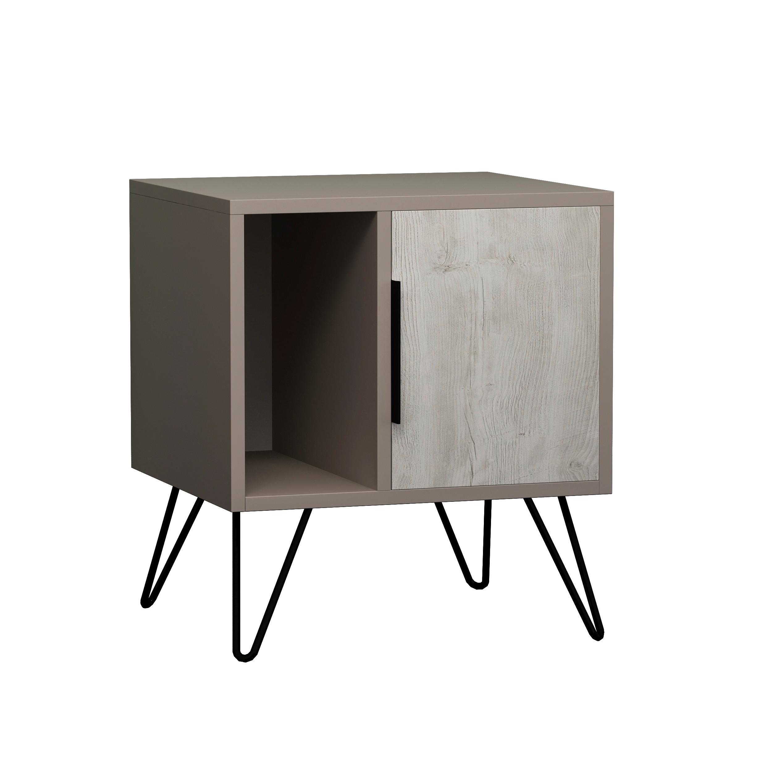 NACHTTISCH GLYNN NIGHTSTAND - Mokka/Sonoma Eiche, Design, Holzwerkstoff/Metall (50/60/42cm) - Livetastic