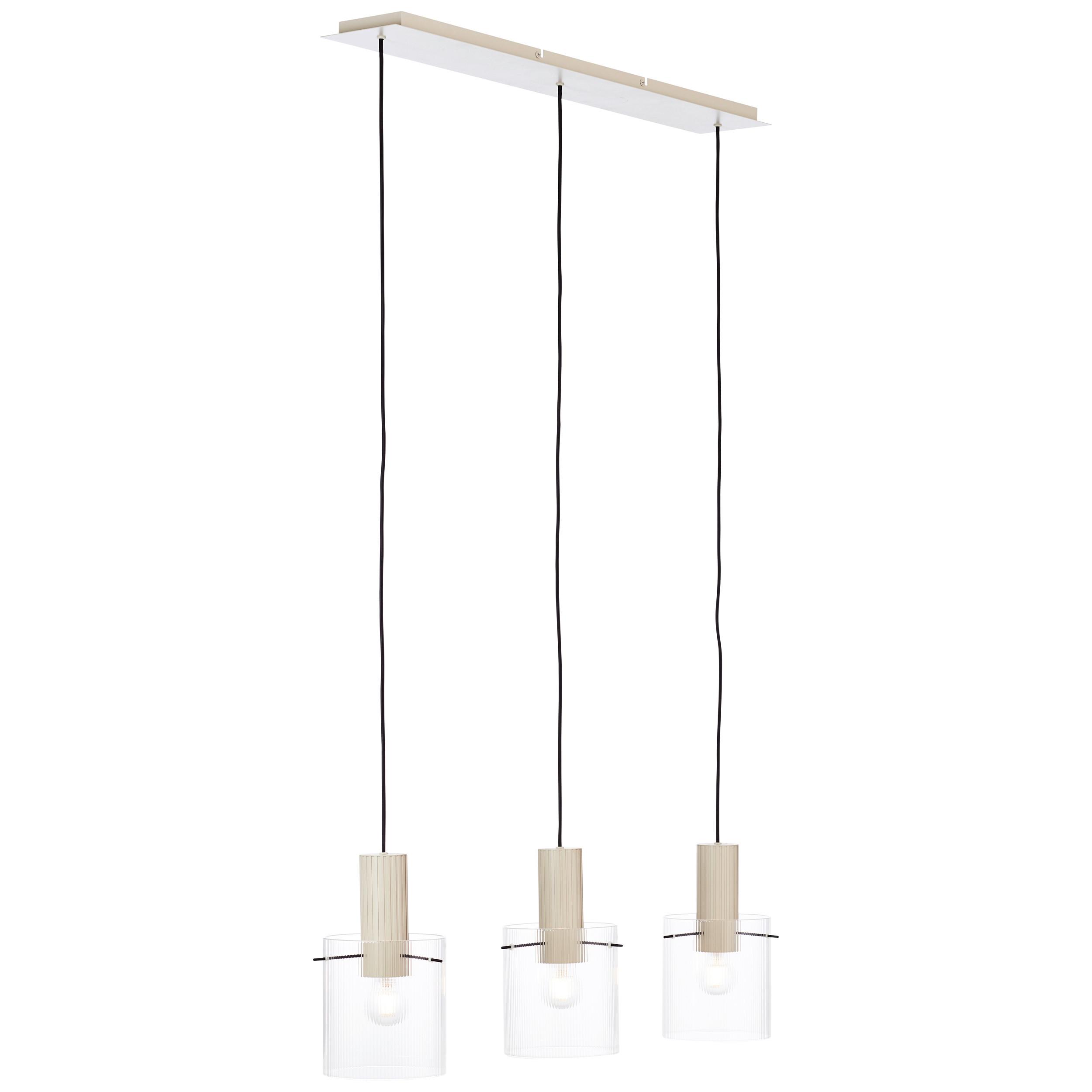 Hängeleuchte Göteborg Beige max. 60 Watt - Transparent/Beige, Basics, Glas/Metall (98/18/150cm) - Brilliant