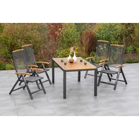 Stylischer Gartenklappsessel Tilos B: 60cm Schwarz - Schwarz/Akaziefarben, KONVENTIONELL, Holz/Metall (60/114/79cm) - Gardenson