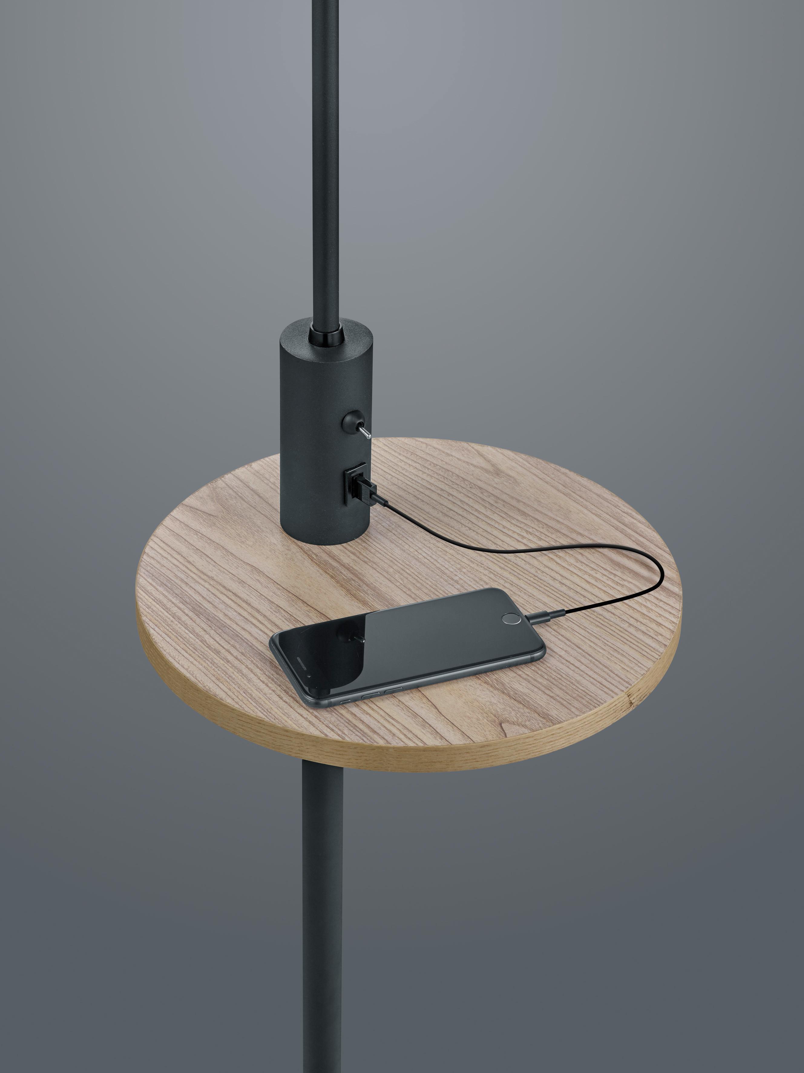 Stehleuchte Claas in Grau/Schwarz max. 60 Watt - Schwarz/Grau, LIFESTYLE, Textil/Metall (160/40/40cm) - Trio Leuchten