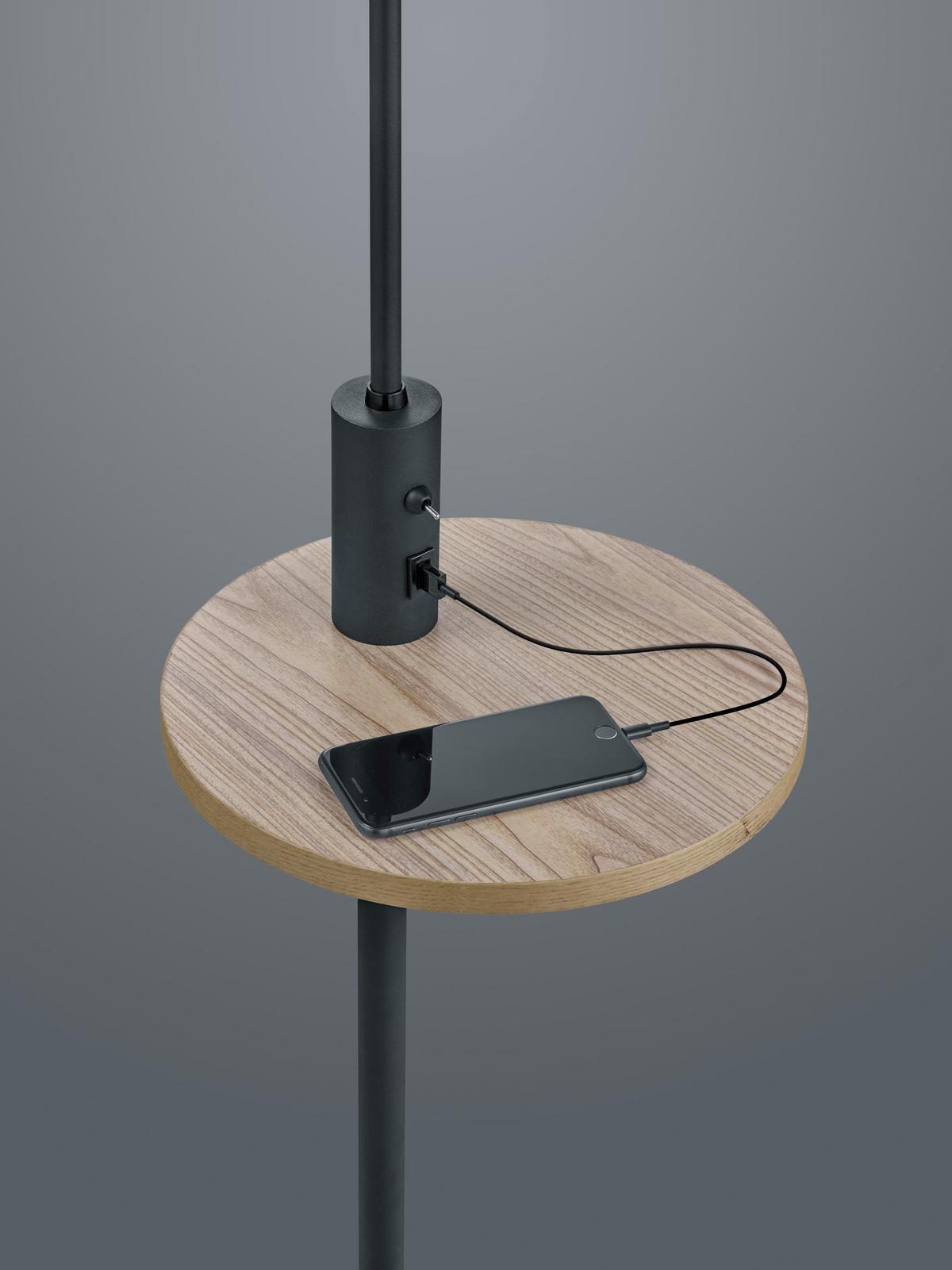 Stehleuchte Claas in Grau/Schwarz max. 60 Watt - Schwarz/Grau, LIFESTYLE, Textil/Metall (160/40/40cm) - Trio Leuchten