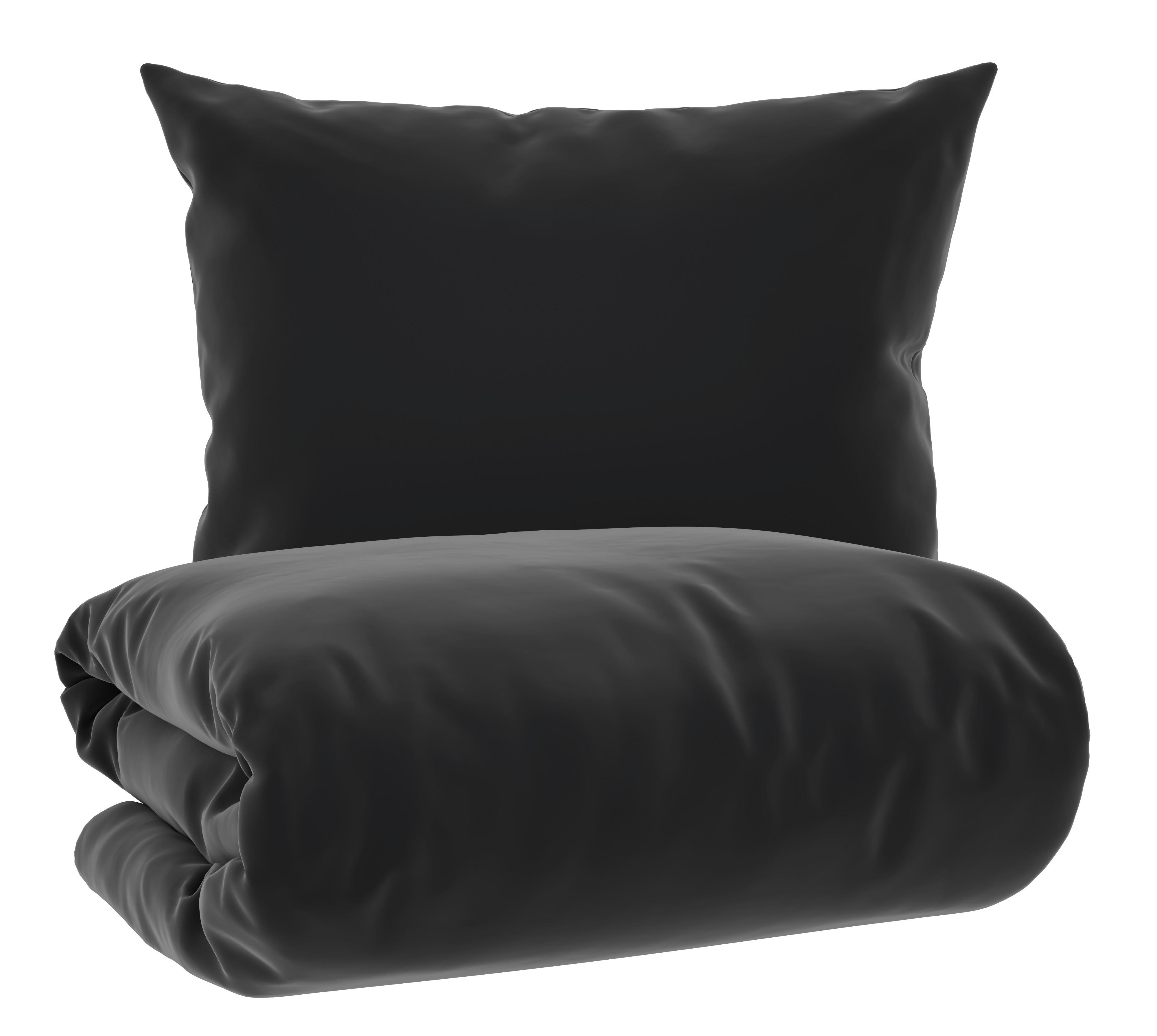 Lenjerie de pat Xenia Uni, 140x200/70x90 cm - negru, Modern, textil (140/200cm) - Premium Living