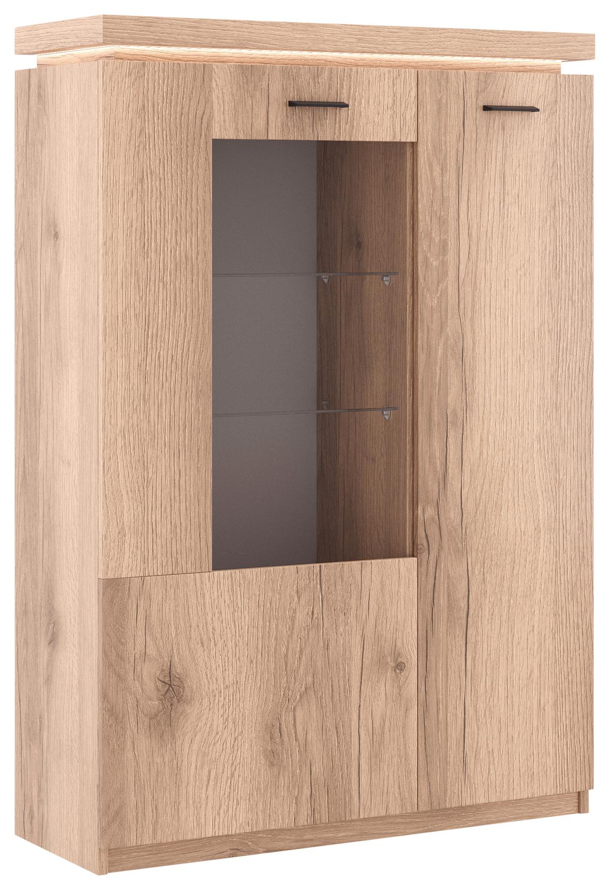 Vitrina Vancouver, Z Osvetlitvijo - barve hrasta/antracit, Moderno, kovina/steklo (98/143/38cm) - Mömax